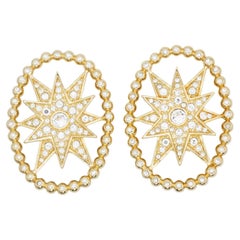 Christian Dior John Galliano Huge Rose des Vents Crystal Sunburst Star Earrings