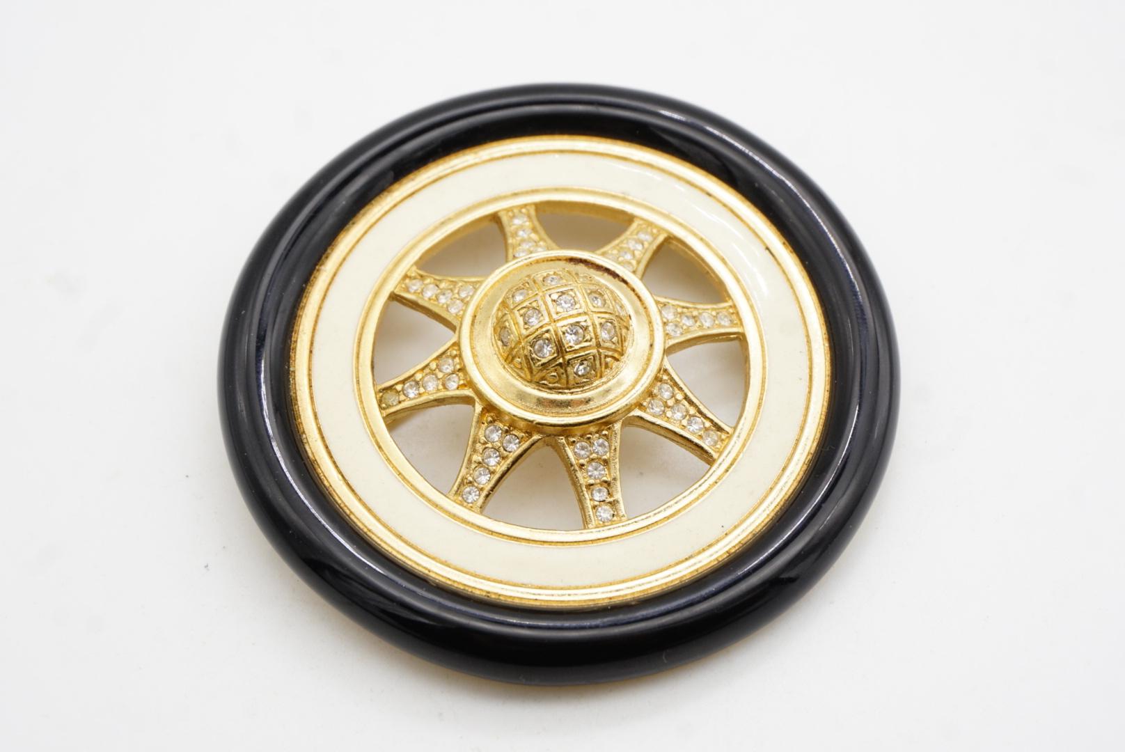 CHRISTIAN DIOR John Galliano Huge Sun Wheel Crystals Black Beige