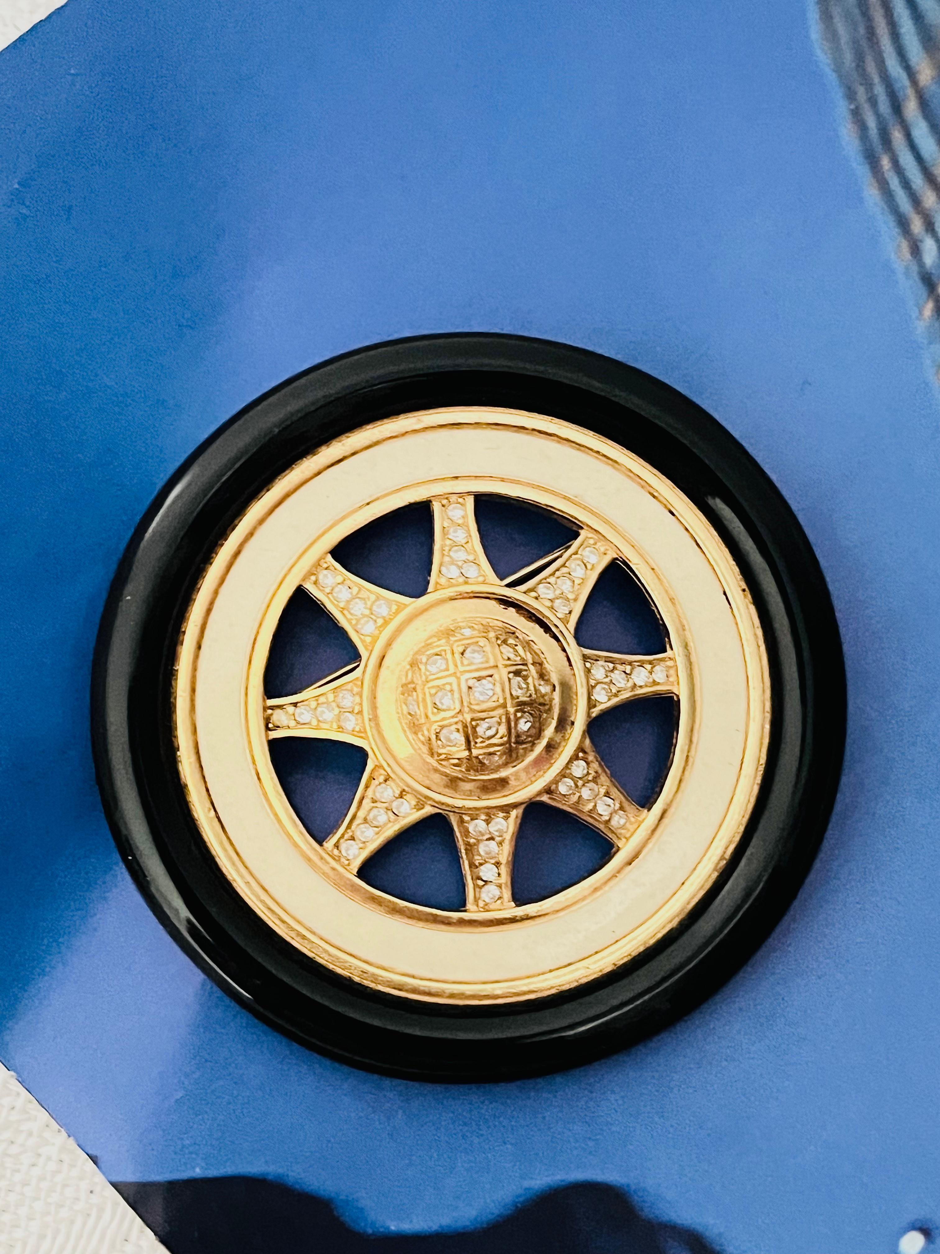 CHRISTIAN DIOR John Galliano Huge Sun Wheel Crystals Black Beige