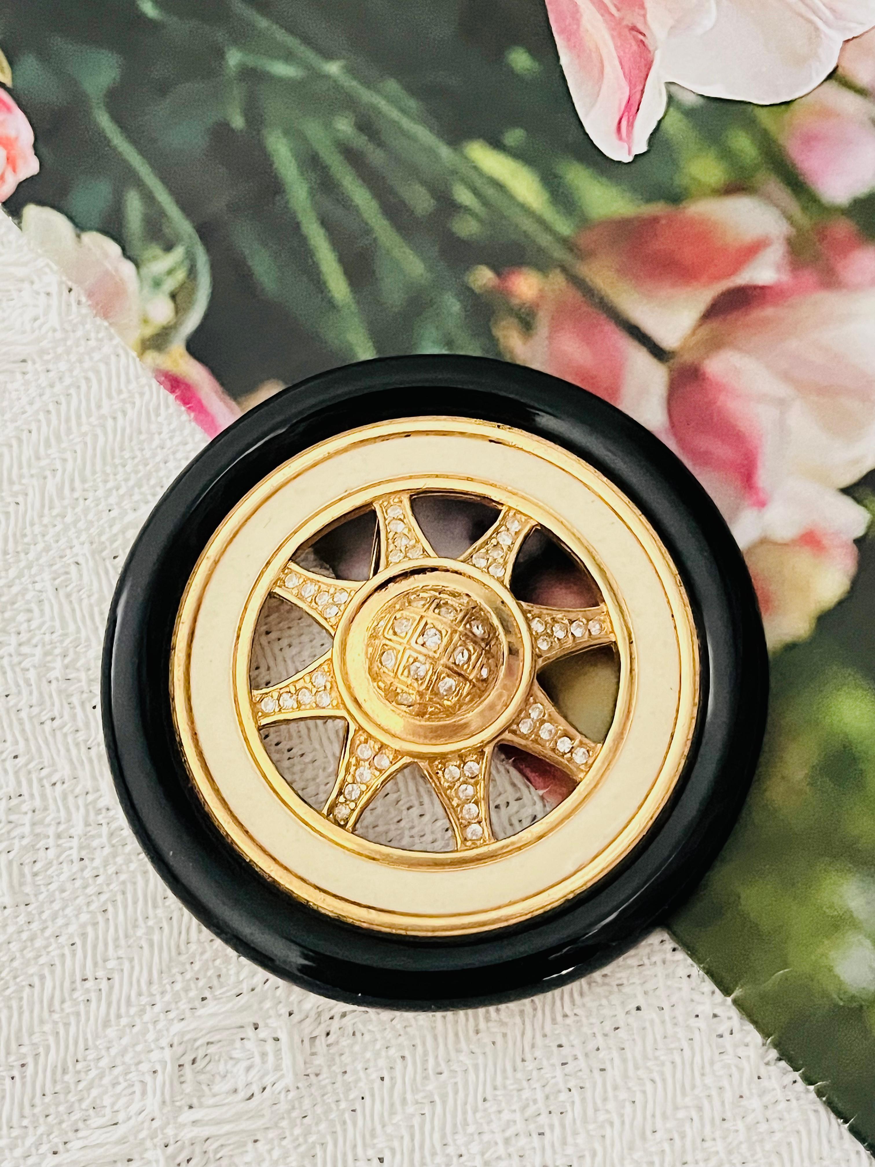 CHRISTIAN DIOR John Galliano Huge Sun Wheel Crystals Black Beige