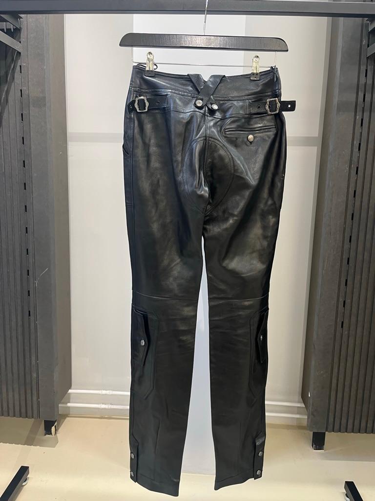 Women's Christian Dior John Galliano Leather Cargo Buckle Pants For Sale