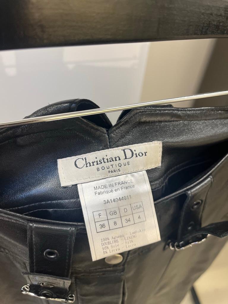 Christian Dior John Galliano Lederhose mit Cargo-Schnalle im Angebot 2