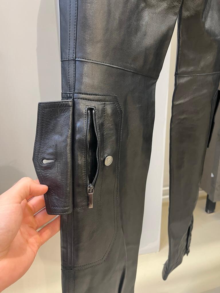 Christian Dior John Galliano Leather Cargo Buckle Pants For Sale 3