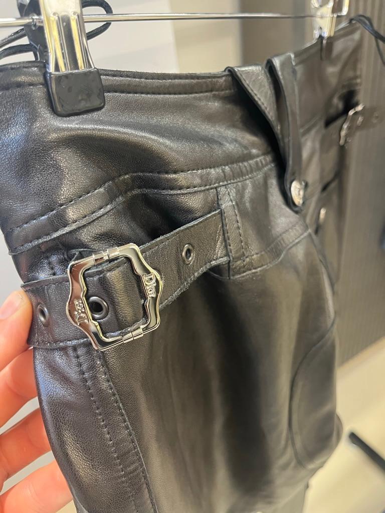 Christian Dior John Galliano Leather Cargo Buckle Pants For Sale 4