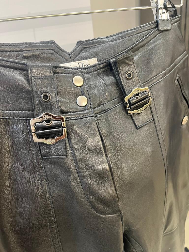 Christian Dior John Galliano Leather Cargo Buckle Pants For Sale 5