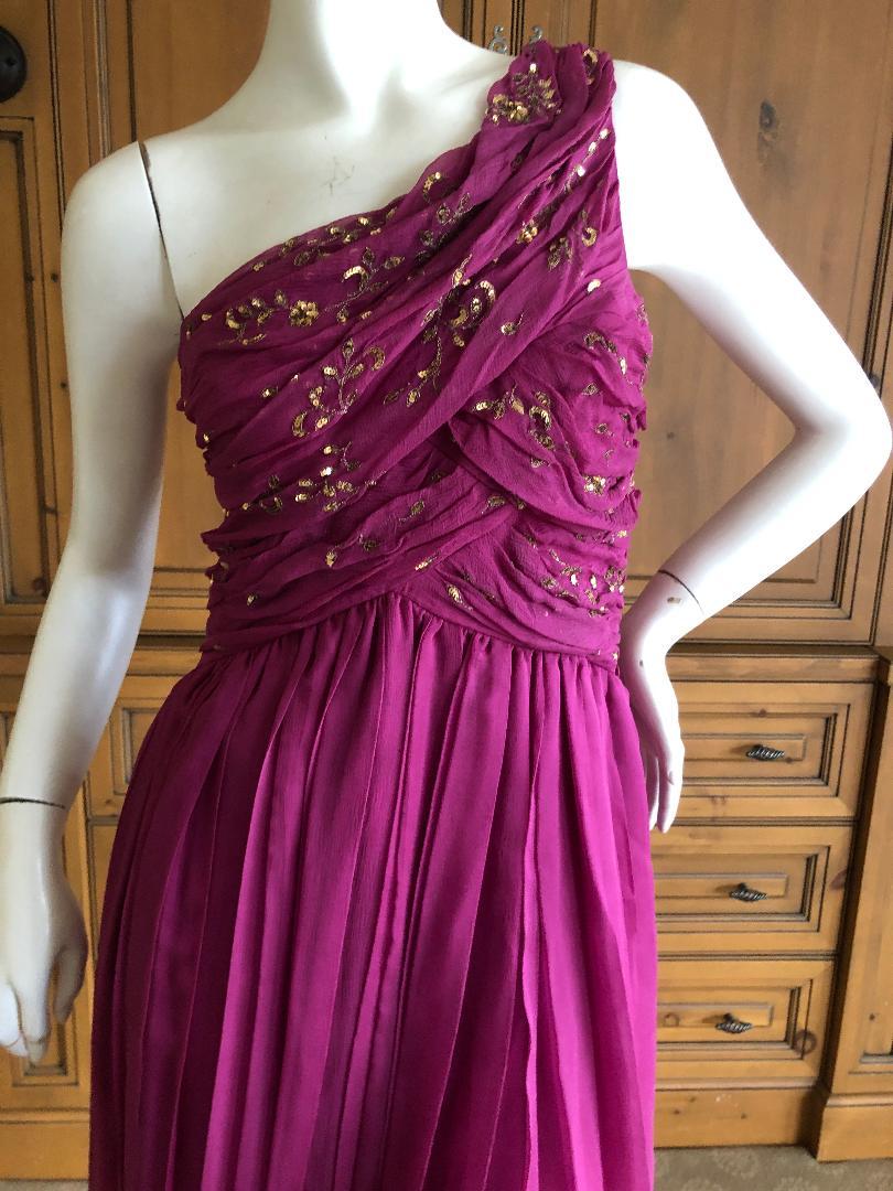 Christian Dior John Galliano One Shoulder Silk Gold Embellished Cocktail Dress .
This is so pretty, please use the zoom to see the details.
Size 40
 Bust 36