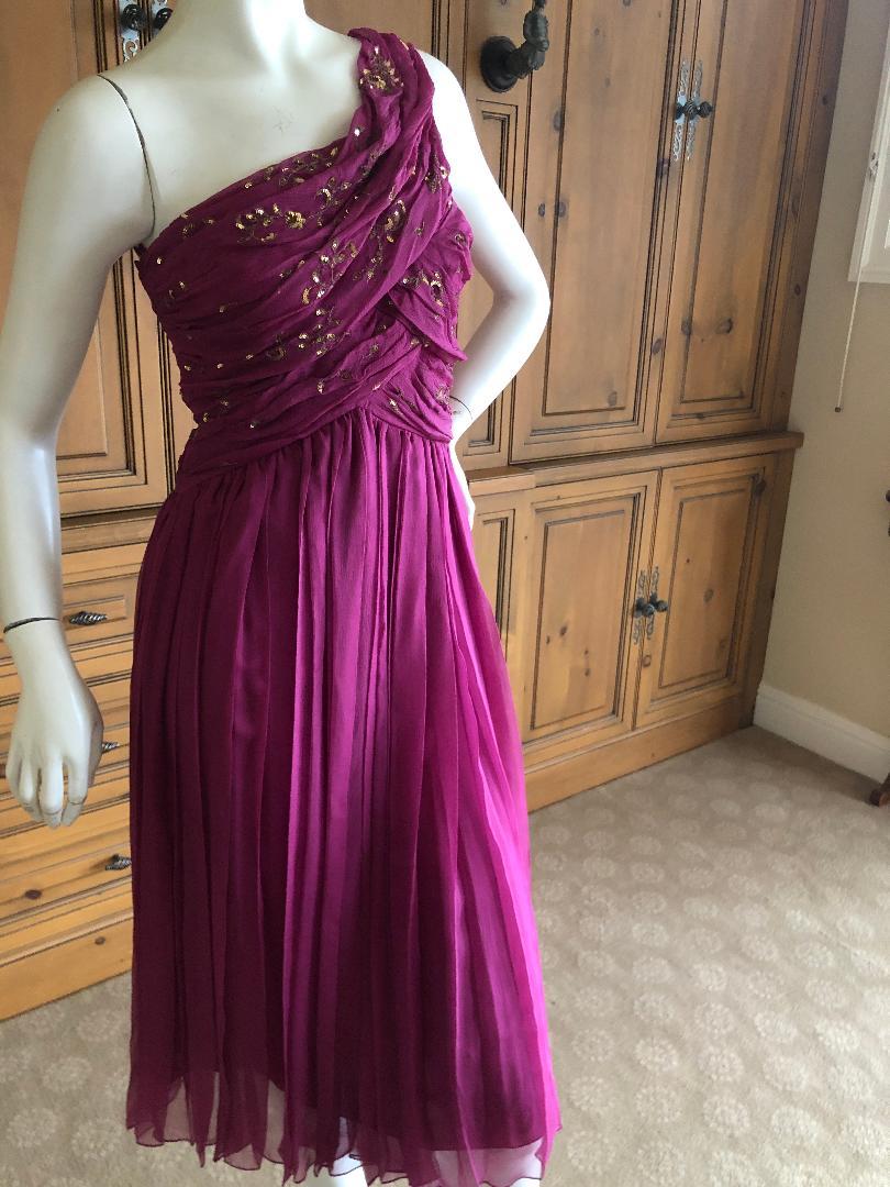 Christian Dior John Galliano One Shoulder Silk Gold Embellished Cocktail Dress  In Excellent Condition For Sale In Cloverdale, CA