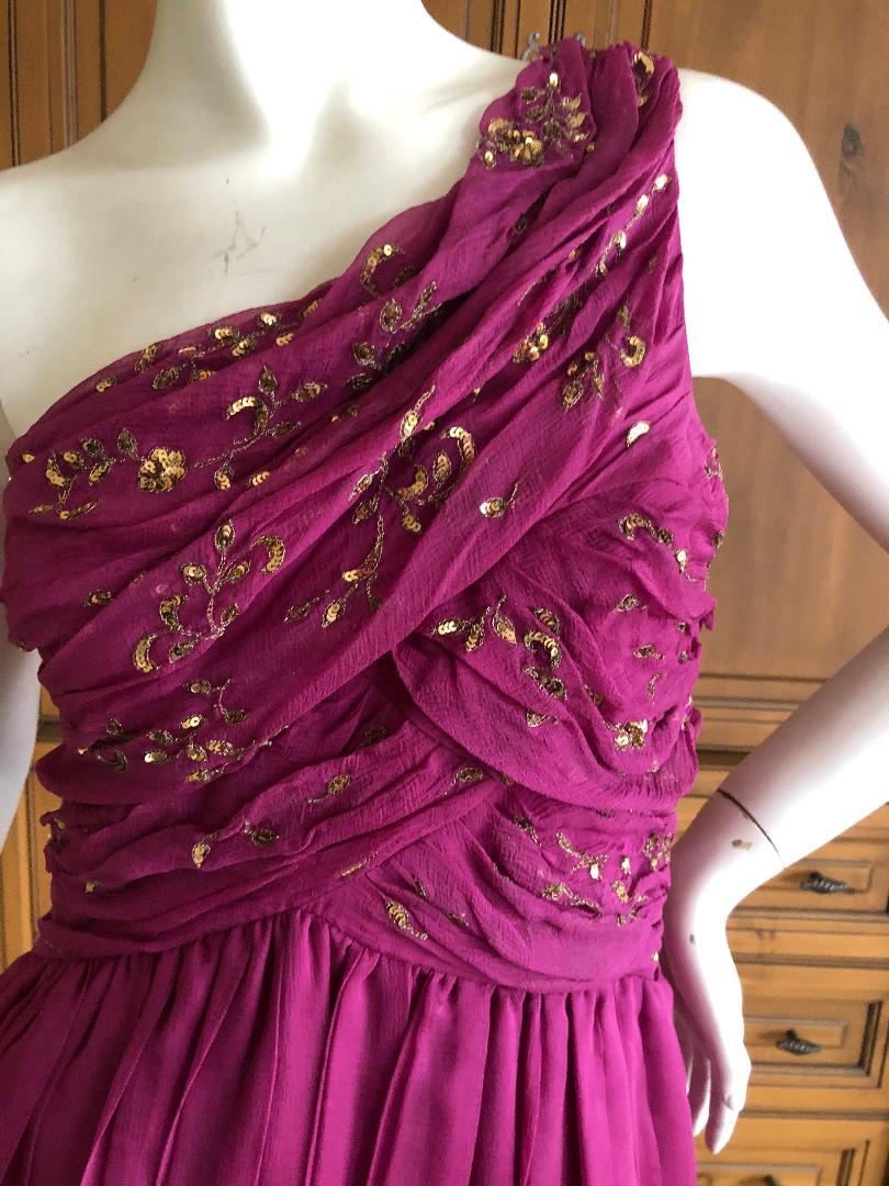 Christian Dior John Galliano One Shoulder Silk Gold Embellished Cocktail Dress  For Sale 1