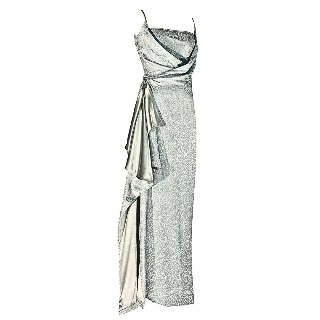 Gray Christian Dior John Galliano Pale Blue Evening Gown Fall/Winter 1998 Size 38FR For Sale