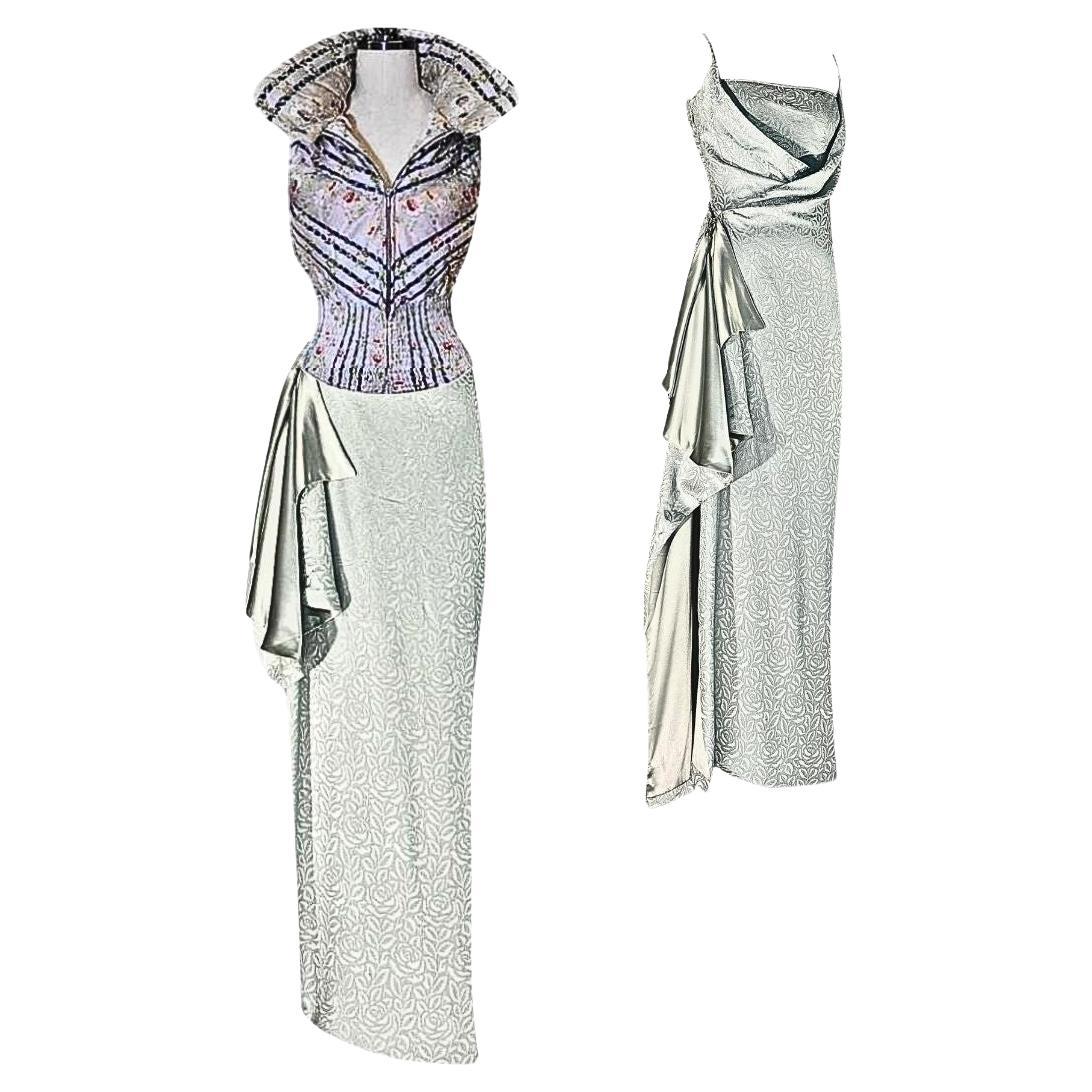 Christian Dior for Christian Dior, abito da sera blu pallido Autunno/Inverno 1998 Taglia 38FR