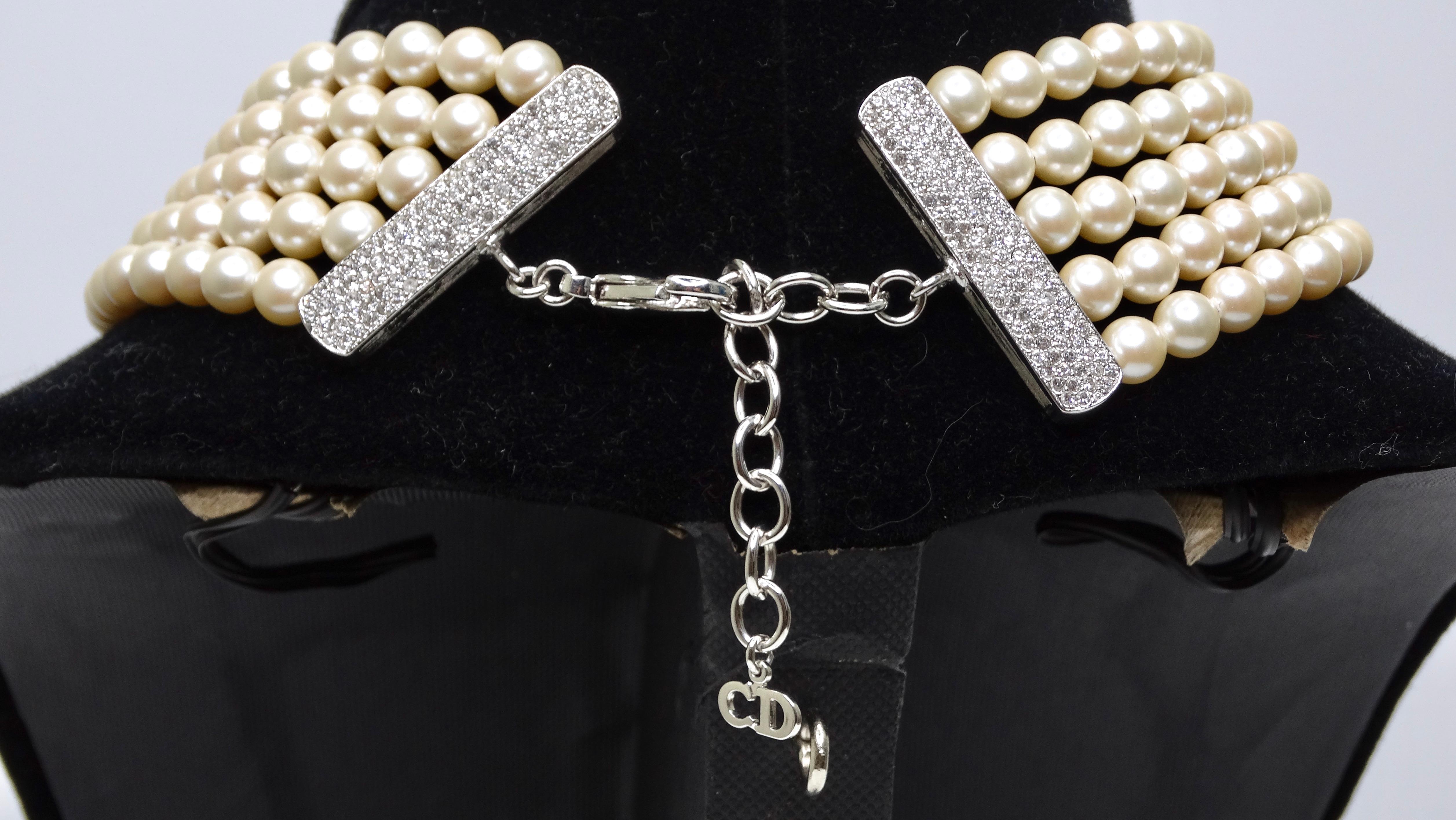 Christian Dior - John Galliano Pearl & Crystal Choker Necklace In Excellent Condition In Scottsdale, AZ