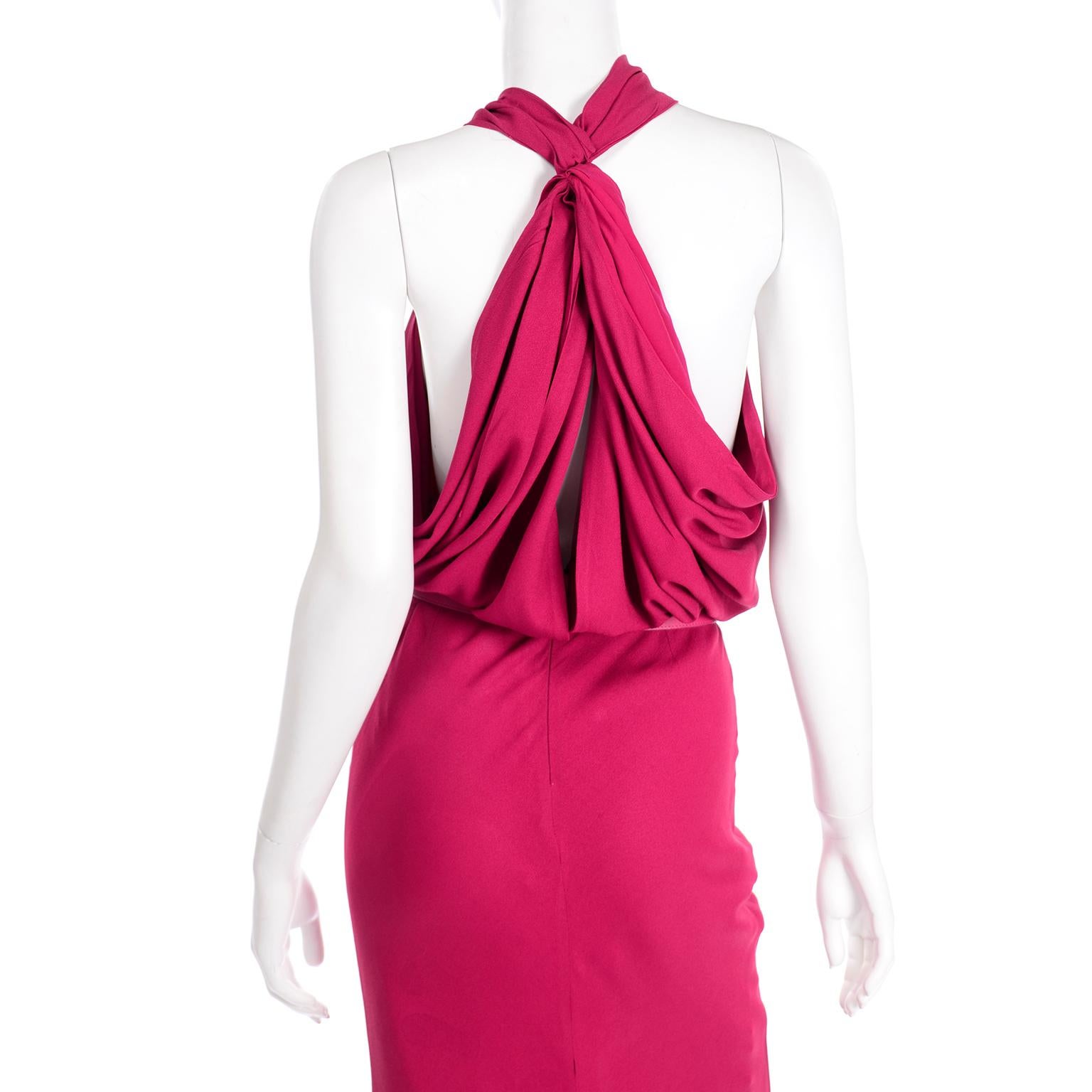 Christian Dior John Galliano Raspberry Magenta Pink 1930s Inspired Evening Dress 3