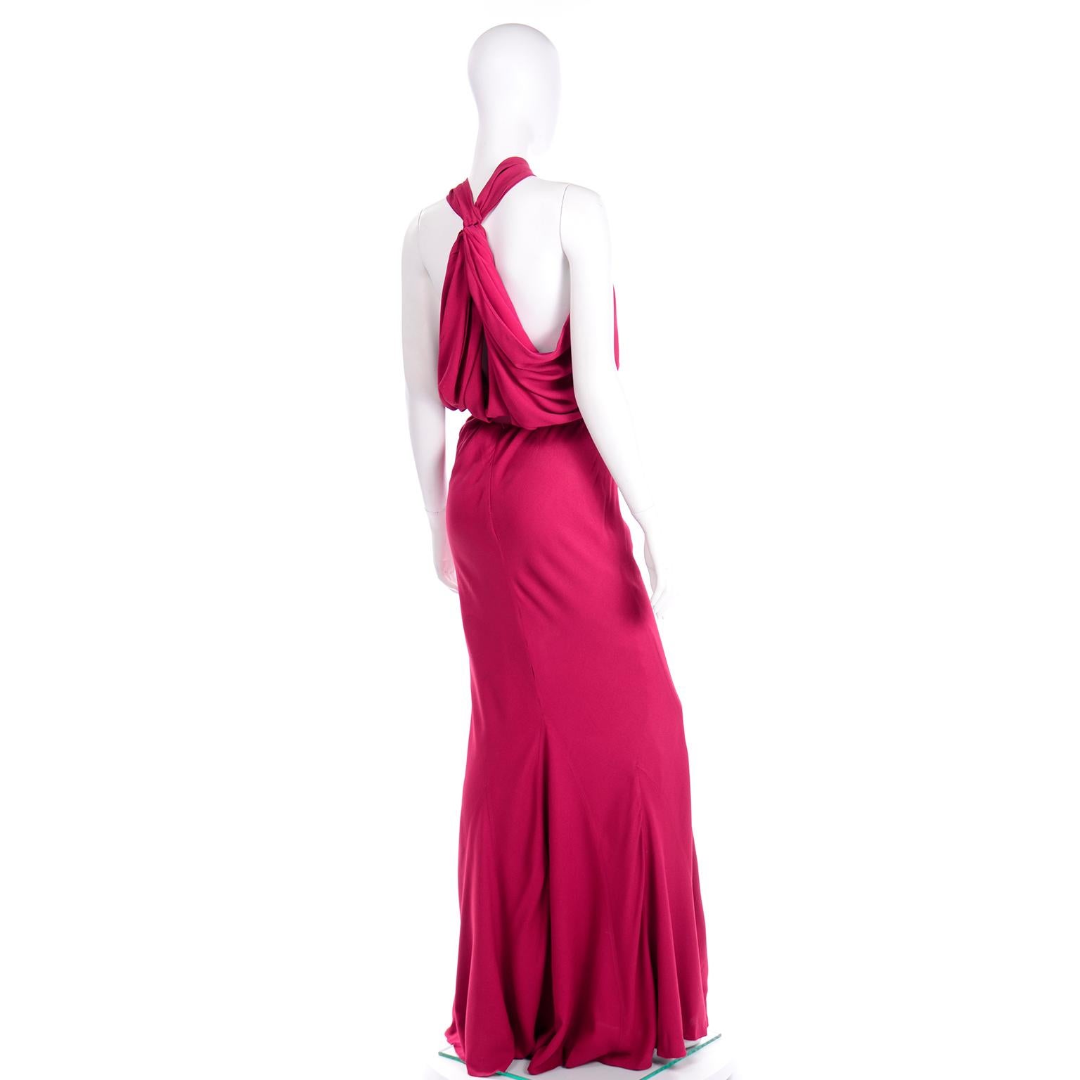 Christian Dior John Galliano Himbeere Magenta Rosa 1930er Jahre inspiriertes Abendkleid im Zustand „Hervorragend“ in Portland, OR