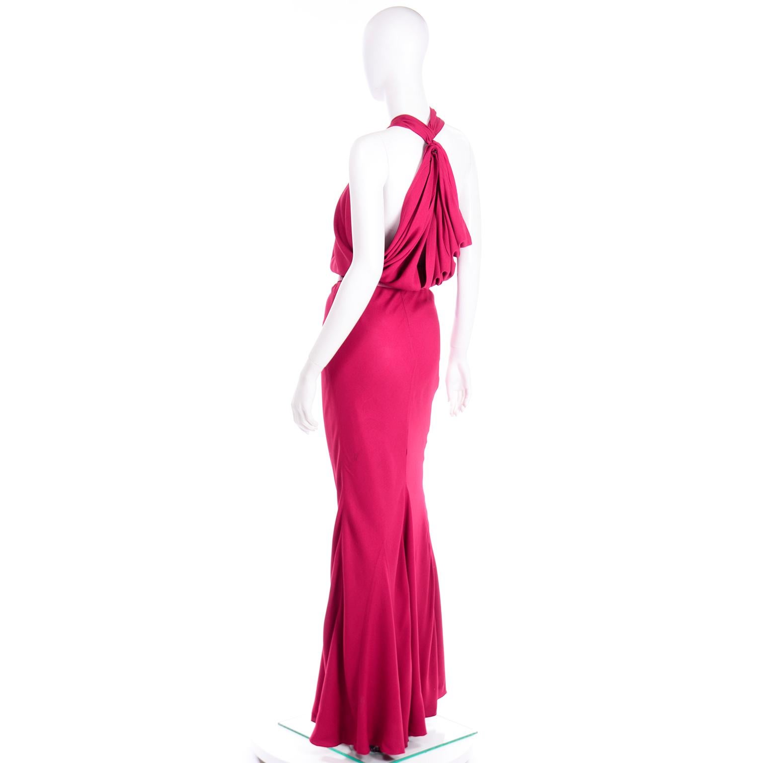 Christian Dior John Galliano Raspberry Magenta Pink 1930s Inspired Evening Dress In Excellent Condition In Portland, OR