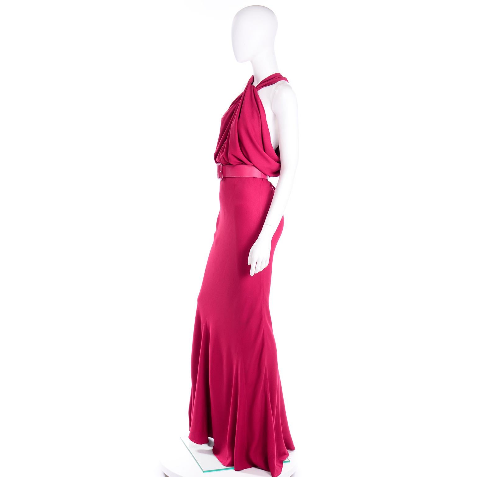 Women's Christian Dior John Galliano Raspberry Magenta Pink 1930s Inspired Evening Dress