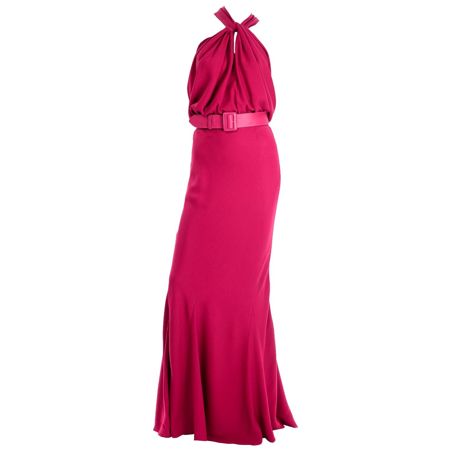 Christian Dior John Galliano Raspberry Magenta Pink 1930s Inspired Evening Dress