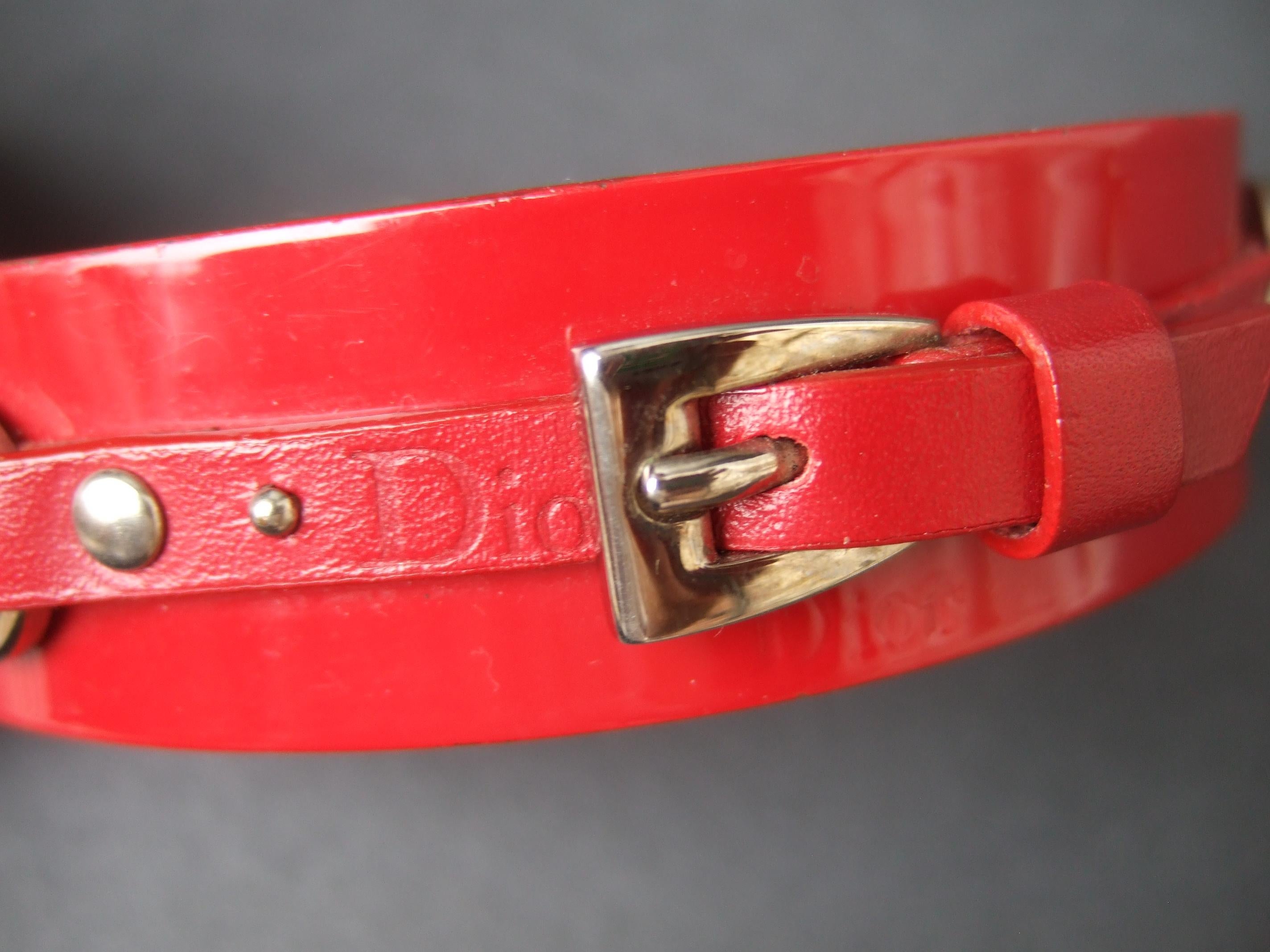 Christian Dior John Galliano Collier ras du cou rouge en cuir et métal, vers 2005 en vente 1