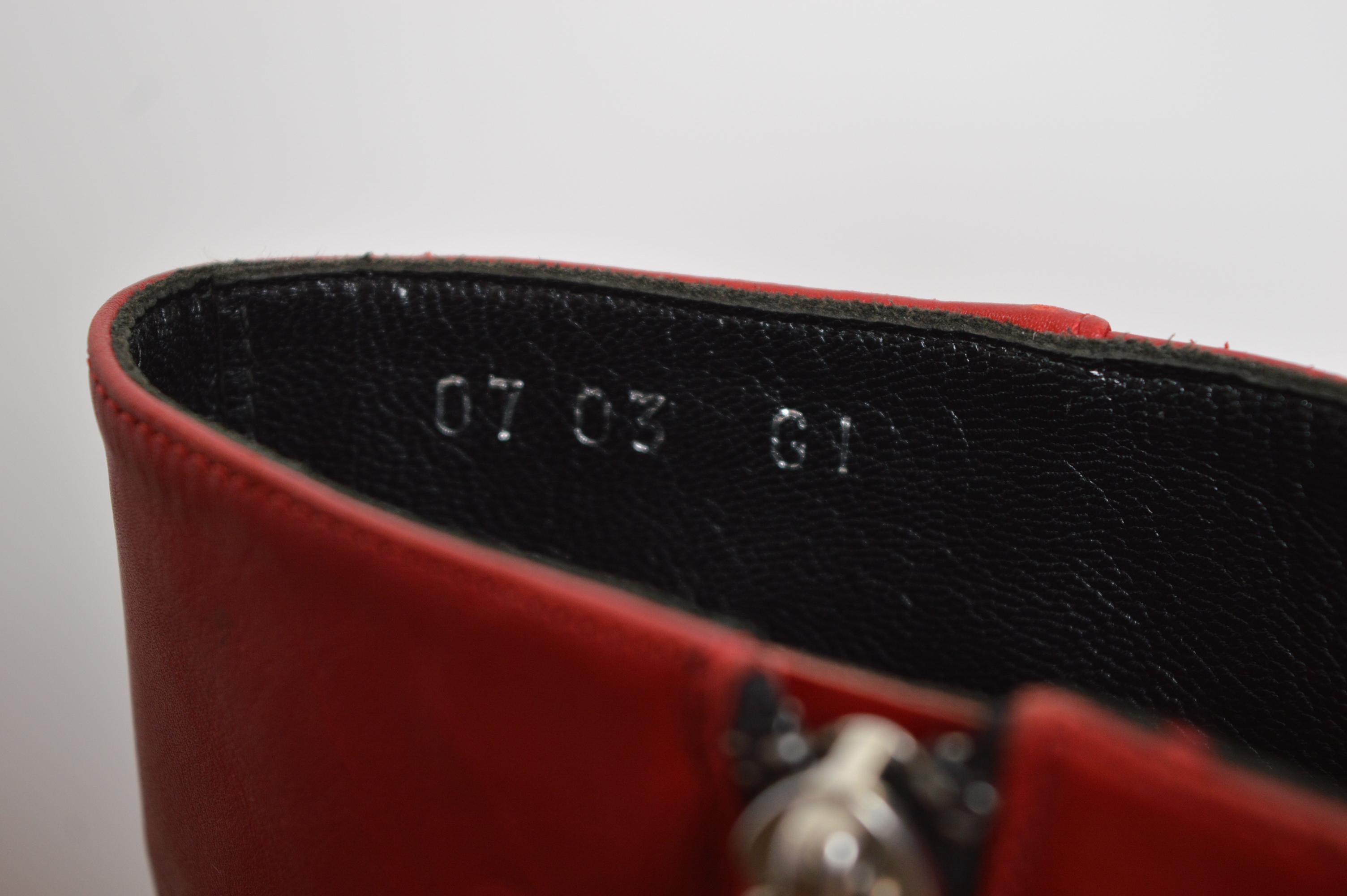 Christian Dior John Galliano Red leather Y2k Bondage Harness Pointed Ankle Boots For Sale 10