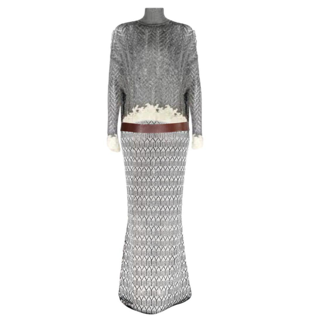 Christian Dior John Galliano Laufsteg Kleid, Top & Gürtel Herbst/Winter 1998 Sz Small (Grau) im Angebot