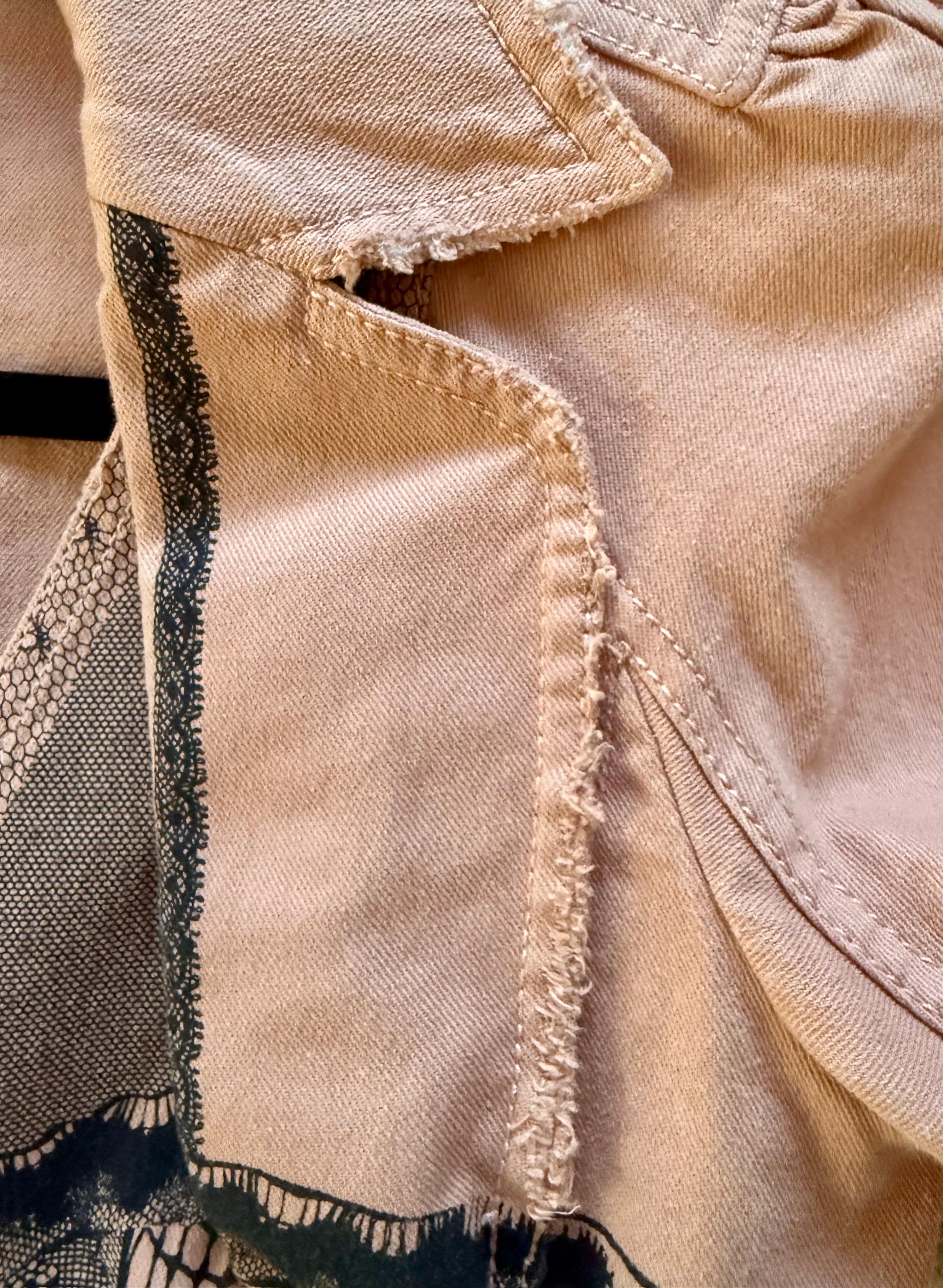 CHRISTIAN DIOR John Galliano Pasarela S/S 2006 Chaqueta vaquera trampantojo y encaje 36 en venta 8