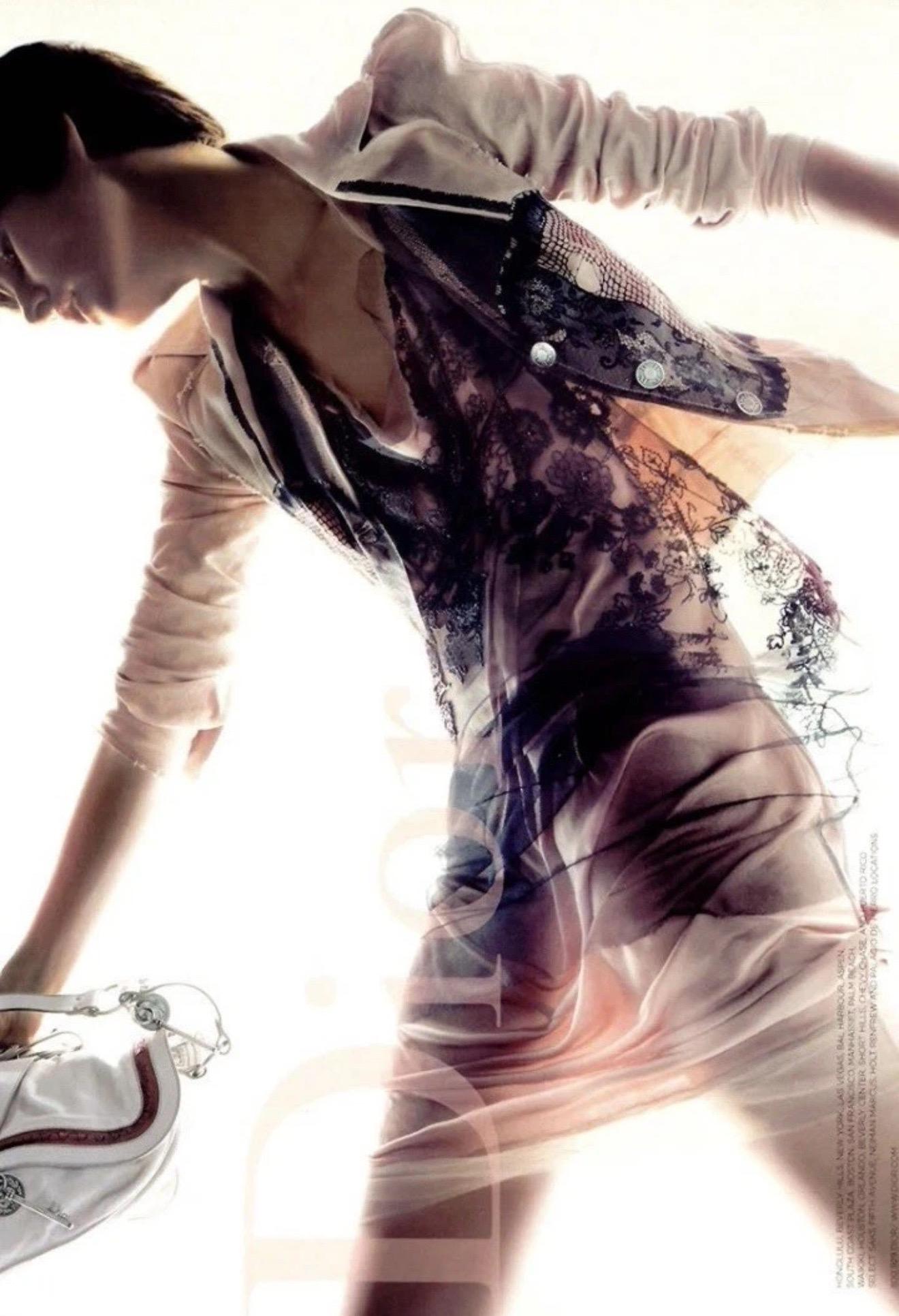 CHRISTIAN DIOR John Galliano Pasarela S/S 2006 Chaqueta vaquera trampantojo y encaje 36 en venta 11