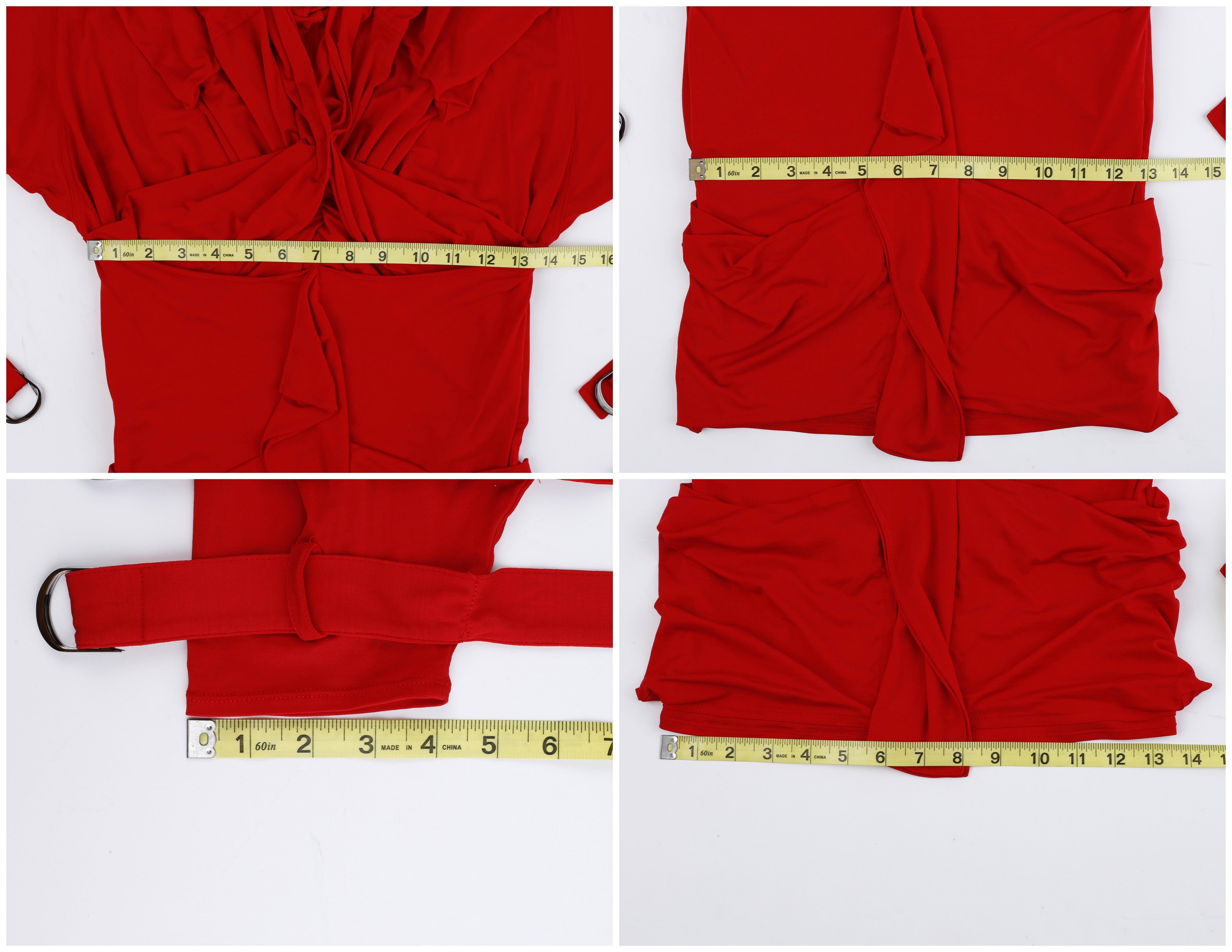 Christian Dior John Galliano S/S 2003 Red Plunge Draped Pocket Mini Dress For Sale 10