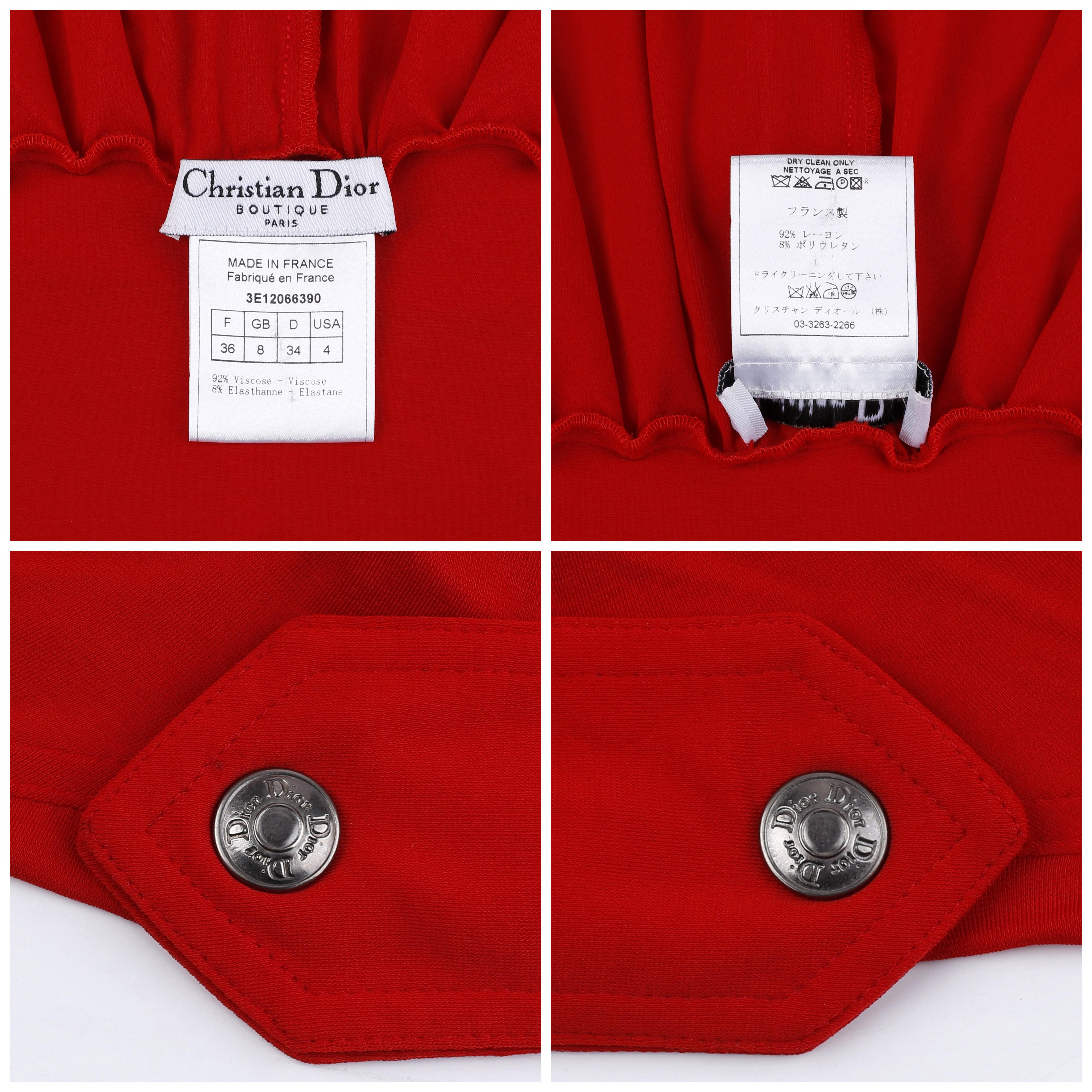 Christian Dior John Galliano S/S 2003 Red Plunge Draped Pocket Mini Dress For Sale 13