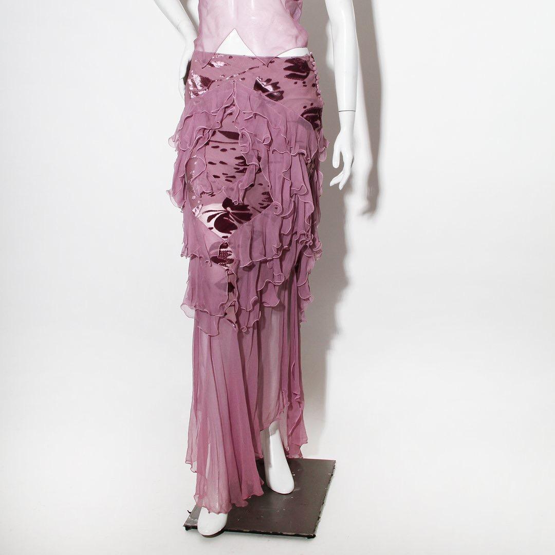 Gray Christian Dior (John Galliano) Spring/Summer 2005 Silk Camisole & Skirt Ensemble