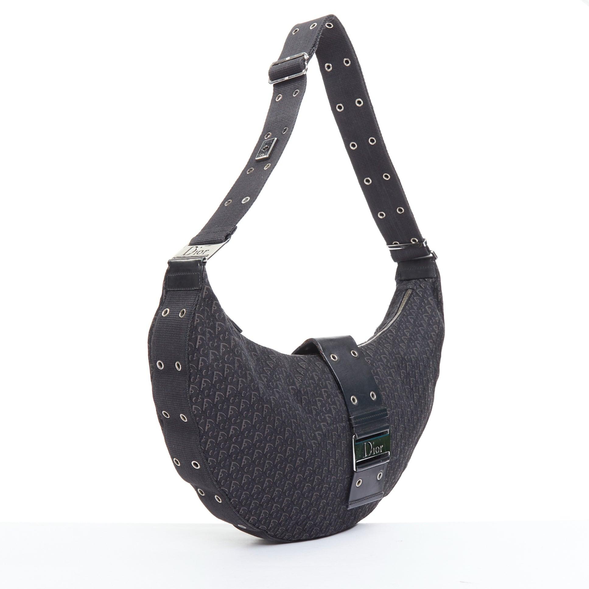 Black CHRISTIAN DIOR John Galliano Street Chic Hobo black Diorissimo crossbody bag For Sale