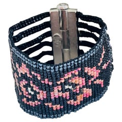Bracelet vintage Christian Dior John Galliano de 1997, style Masai, noir, rouge et rose, avec des perles