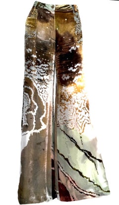 CHRISTIAN DIOR John Galliano Vintage 2001 Silk & Devoré Velvet Wide Leg Trousers