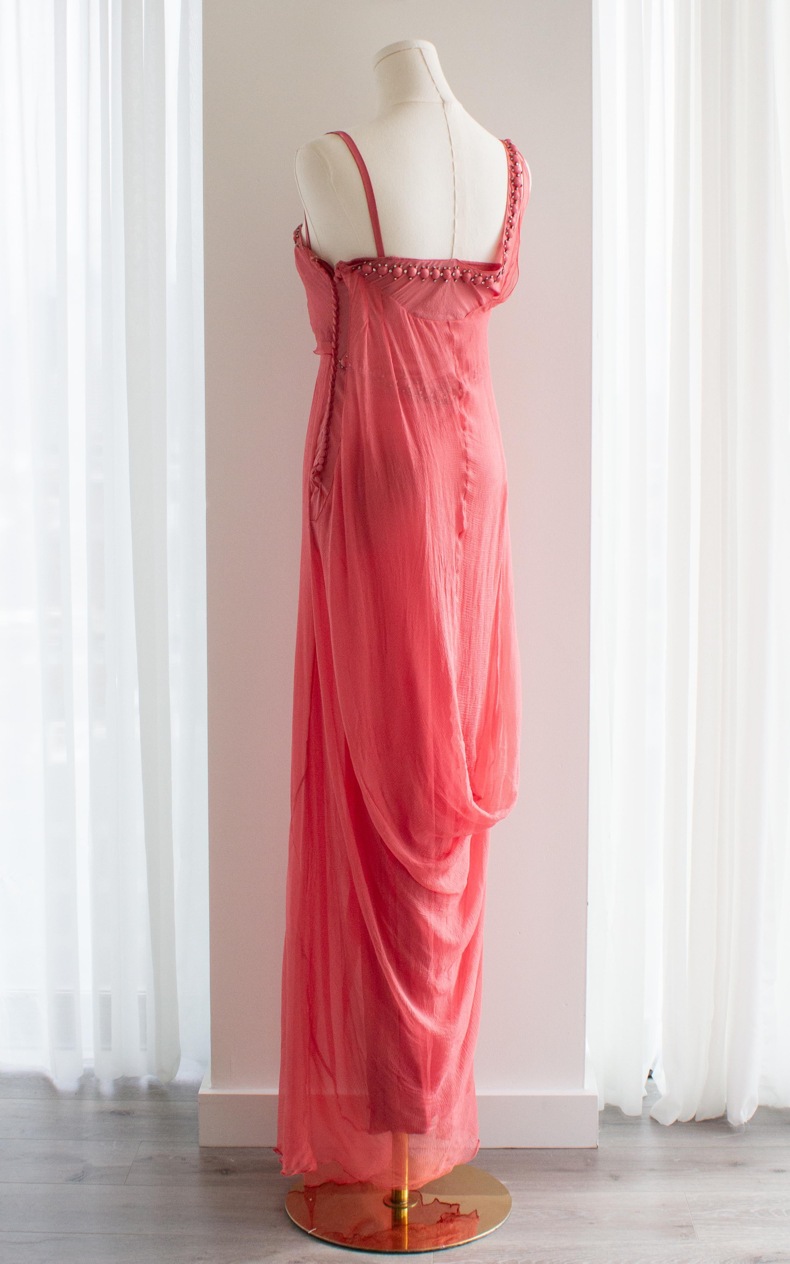 Christian Dior John Galliano Vintage 2006 Blush Pink Coral Embellished Gown 7