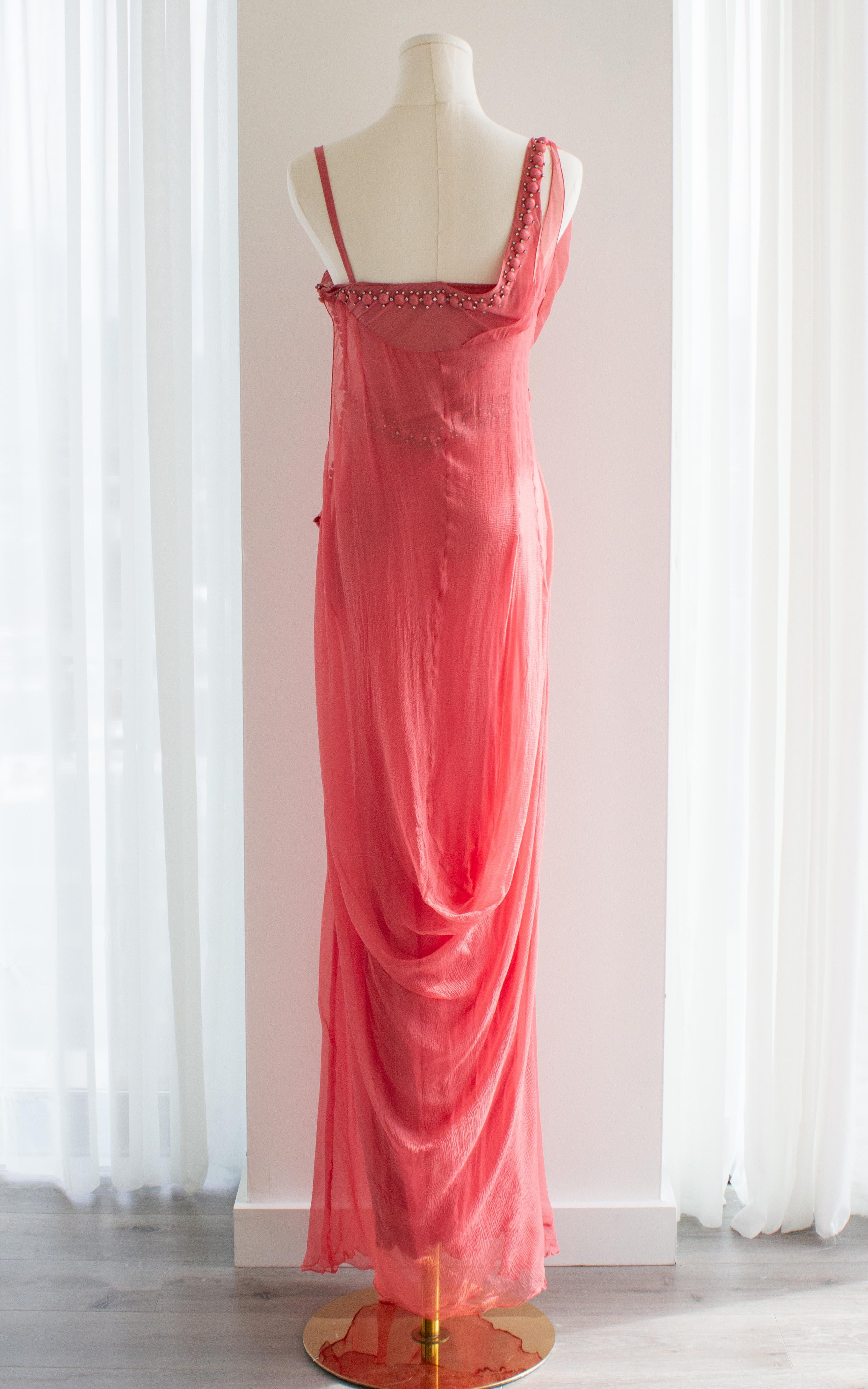 Christian Dior John Galliano Vintage 2006 Blush Pink Coral Embellished Gown 5