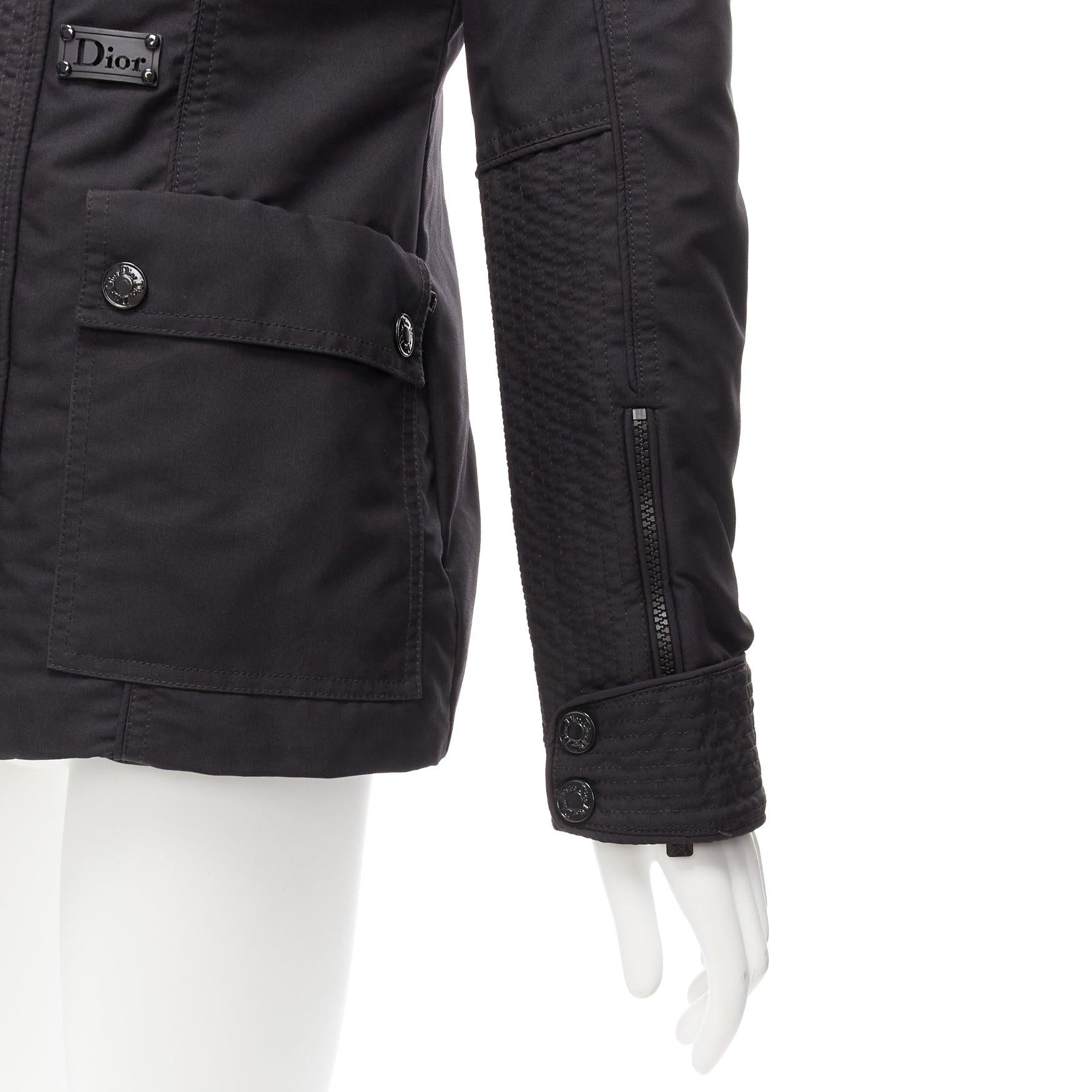 CHRISTIAN DIOR John Galliano Veste rembourrée à col en fourrure noire vintage FR36 S en vente 5