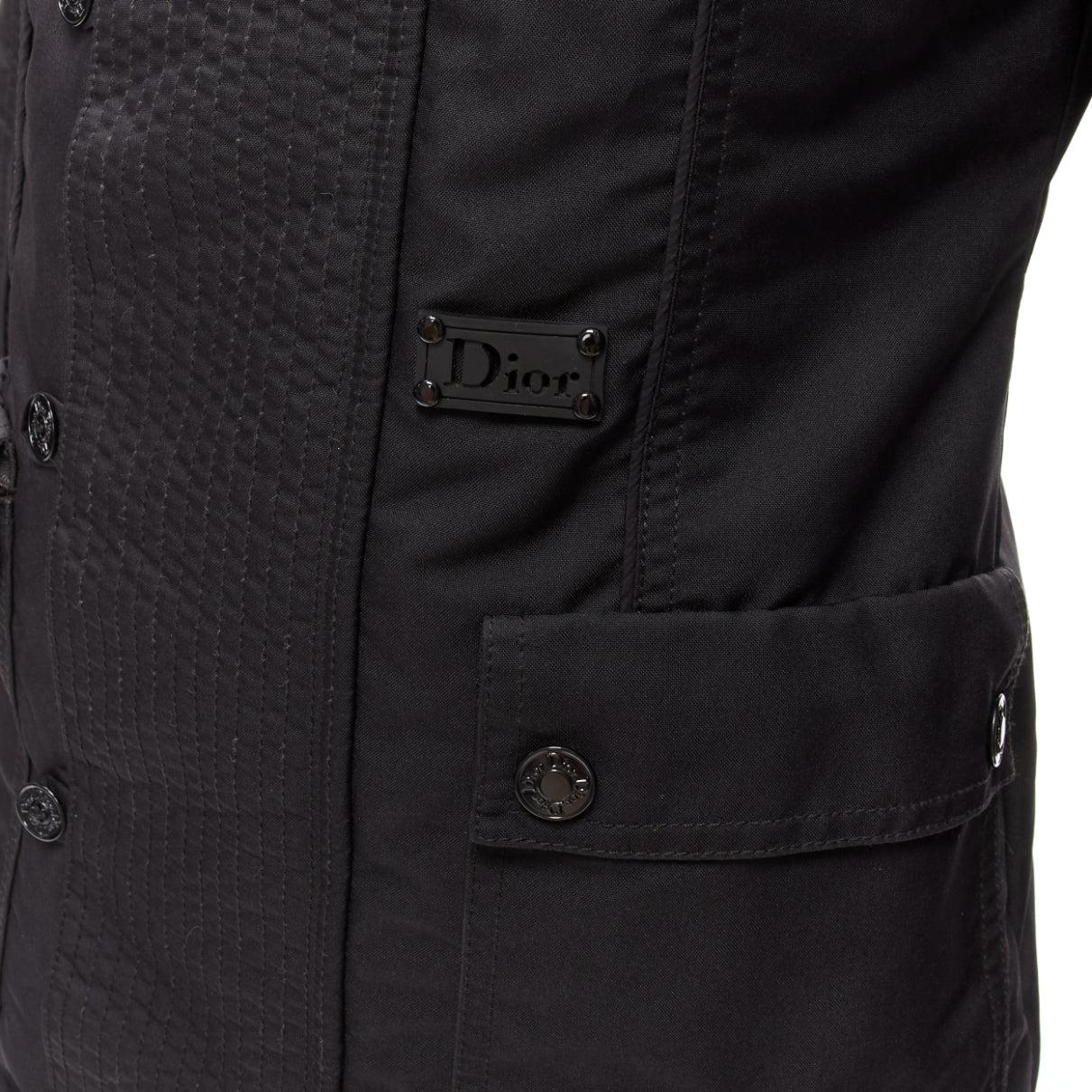 CHRISTIAN DIOR John Galliano Veste rembourrée à col en fourrure noire vintage FR36 S en vente 4