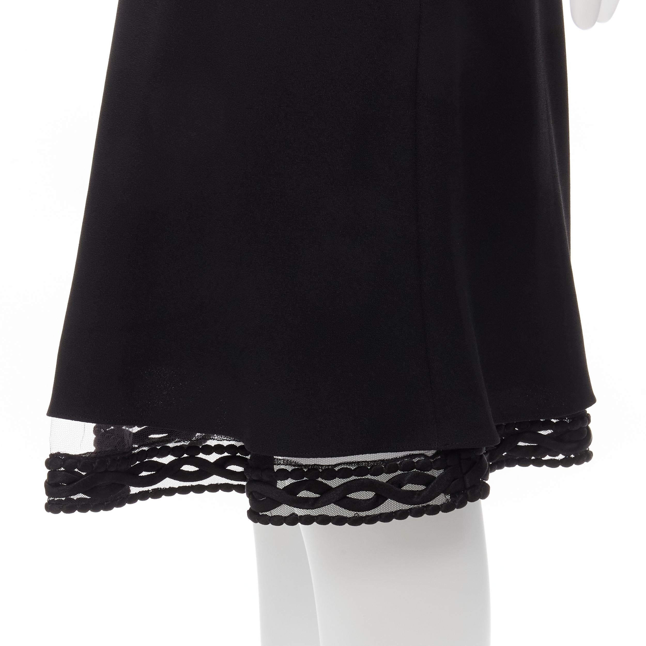 CHRISTIAN DIOR John Galliano Vintage black lace trim hem flare knee skirt FR38 M For Sale 4