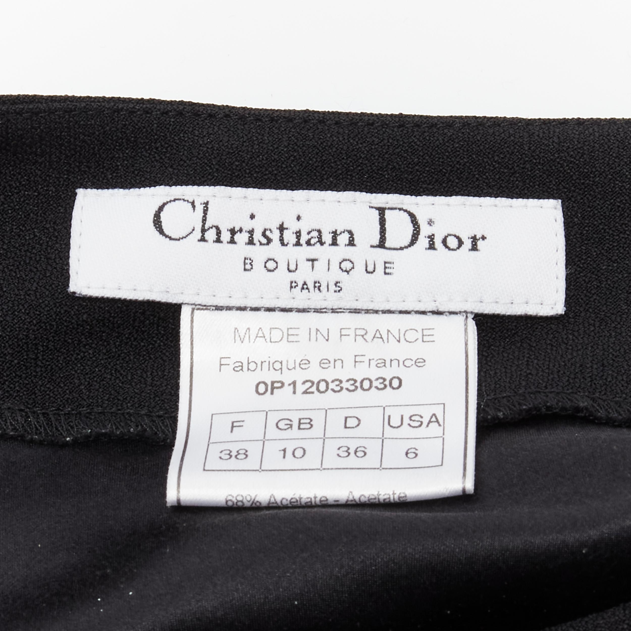 CHRISTIAN DIOR John Galliano Vintage black lace trim hem flare knee skirt FR38 M For Sale 5