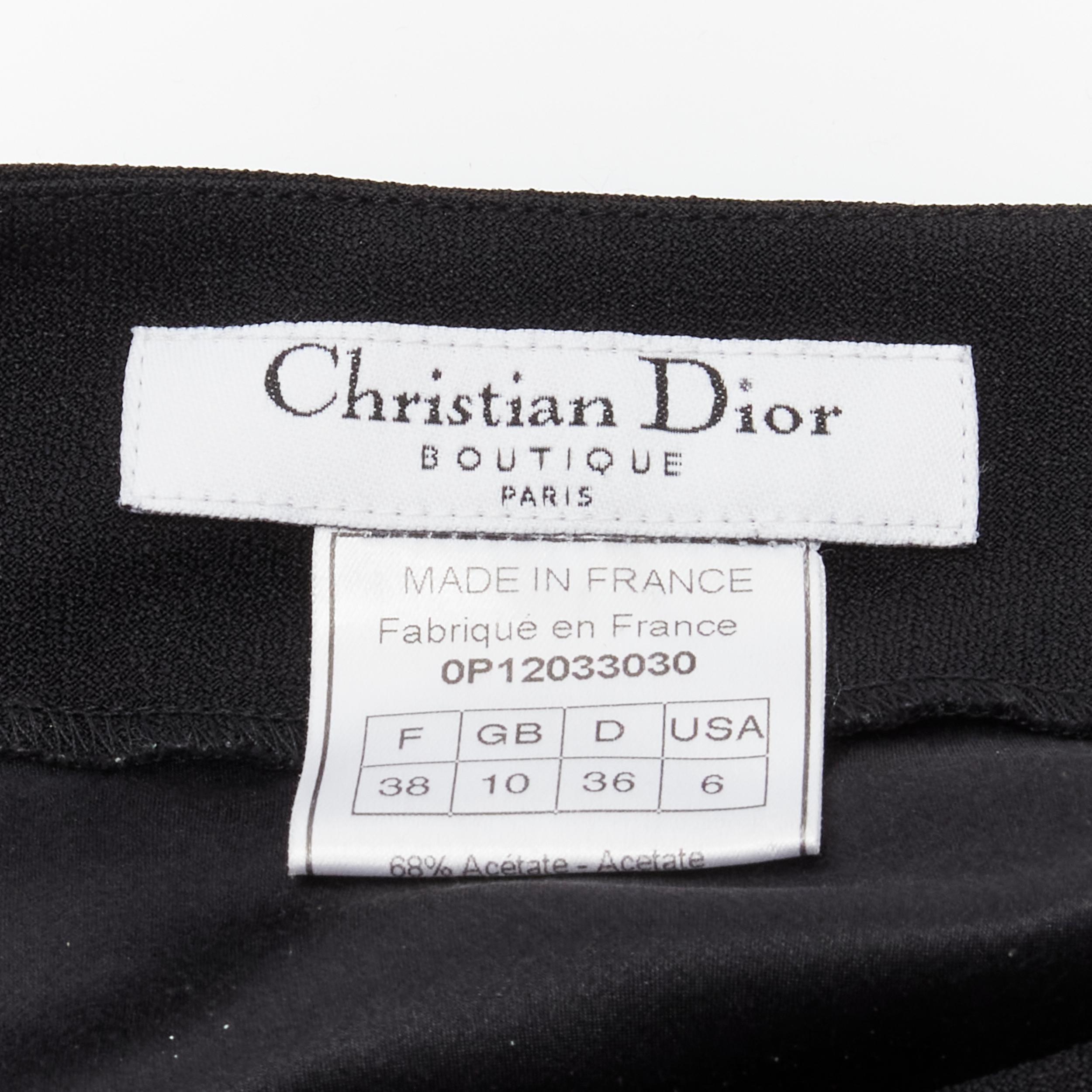 CHRISTIAN DIOR John Galliano Vintage black lace trim hem flare knee skirt FR38 M For Sale 4