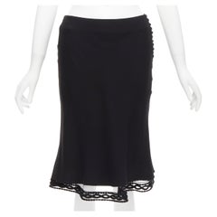 CHRISTIAN DIOR John Galliano for Christian Dior Gonna al ginocchio vintage in pizzo con orlo svasato FR38 M.