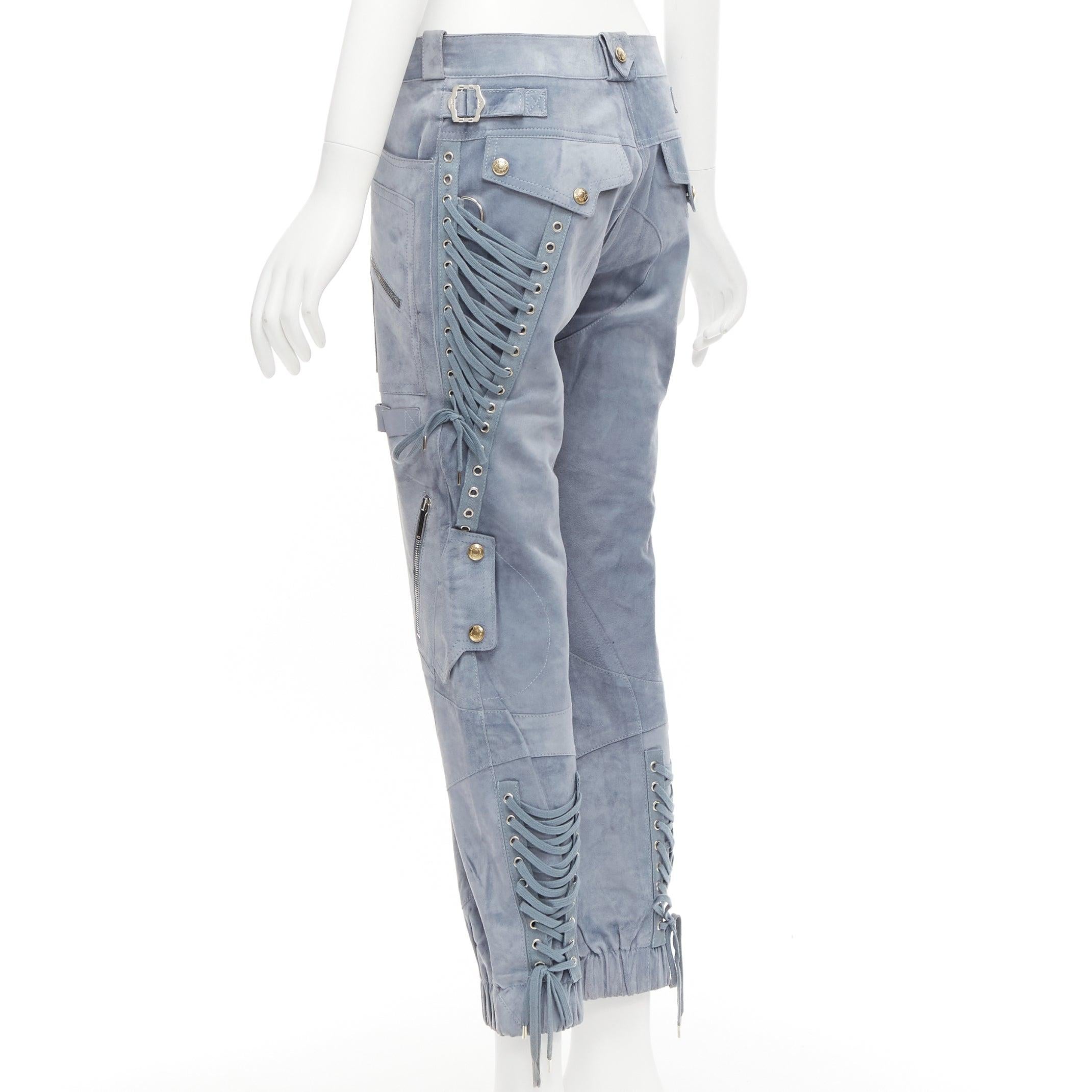 CHRISTIAN DIOR John Galliano Vintage blue calfskin laced cargo pants FR36 S
Reference: NKLL/A00061
Brand: Christian Dior
Designer: John Galliano
Material: Leather, Fabric
Color: Blue
Pattern: Solid
Closure: Zip Fly
Lining: Blue Silk
Extra Details: