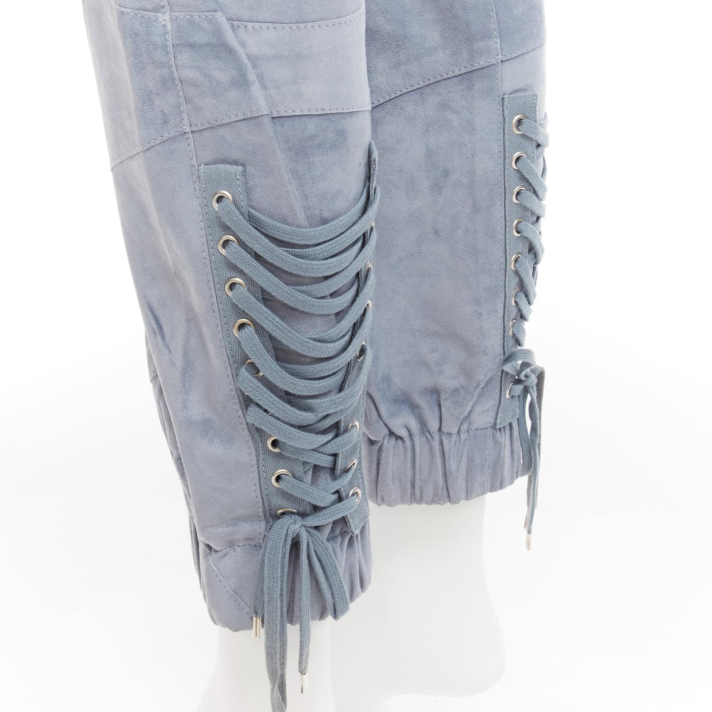CHRISTIAN DIOR John Galliano Vintage blue calfskin laced cargo pants FR36 S For Sale 2