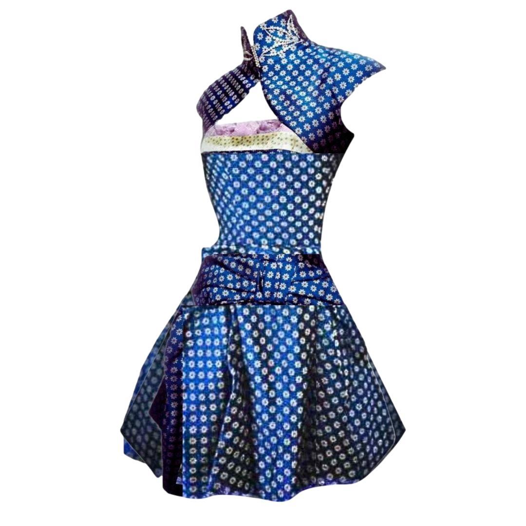 Christian Dior - John Galliano Runway/Editorial Vintage Blue Dress with Bolero Jacket. Jacket is embellished with pearls.  

Fall/Winter 1997 Size 38FR