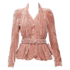 CHRISTIAN DIOR John Galliano Vintage devore velvet belt Victorian jacket FR38 M
