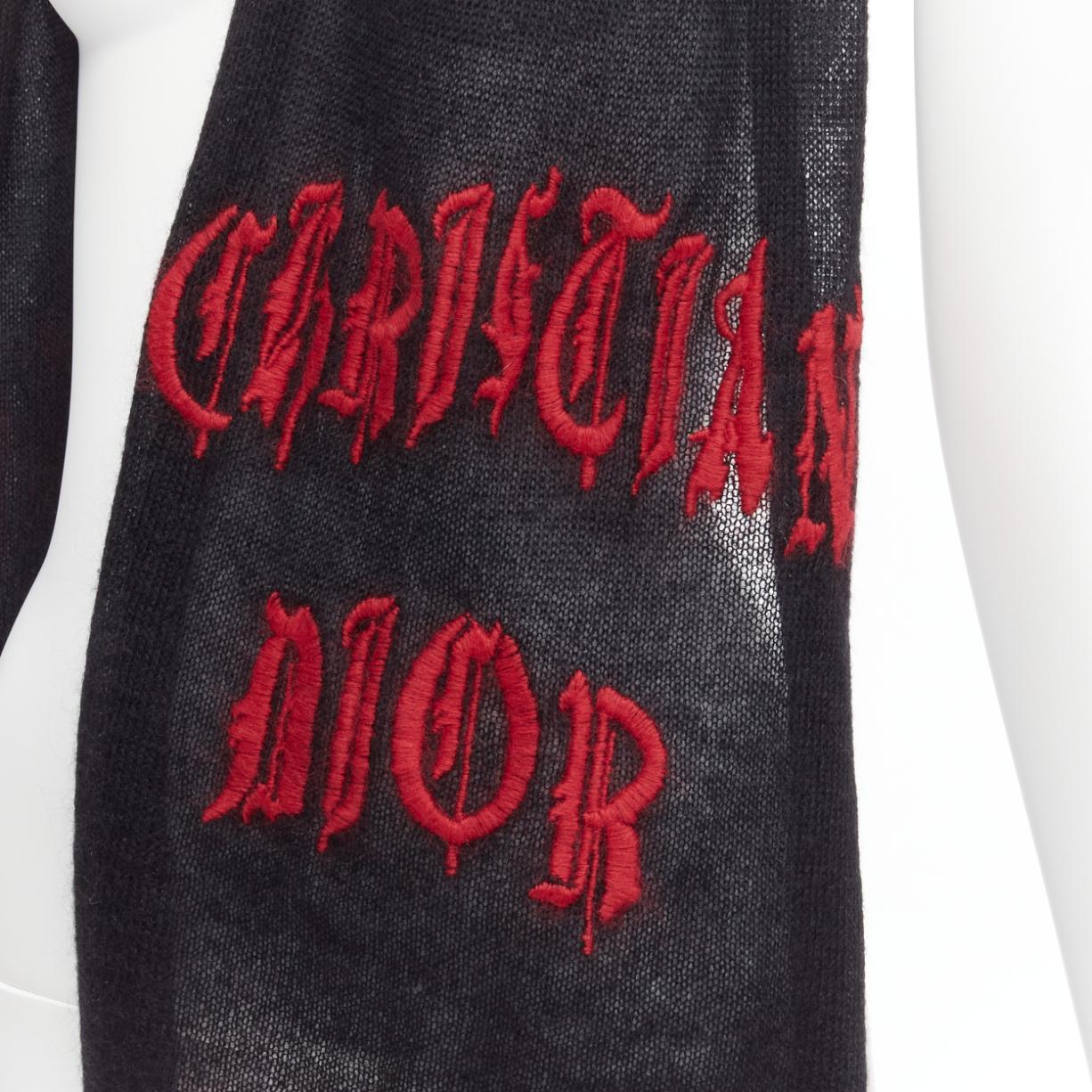 CHRISTIAN DIOR John Galliano Vintage red gothic 1947 punk logo black mohair blend scarf
Reference: TGAS/D00376
Brand: Christian Dior
Designer: John Galliano
Material: Mohair, Polyamide, Boucle Wool
Color: Black, Red
Pattern: Solid
Made in: