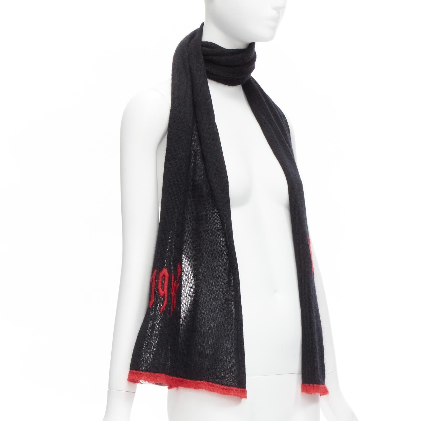 CHRISTIAN DIOR John Galliano Vintage  gothic 1947 punk logo mohair blend scarf In Excellent Condition For Sale In Hong Kong, NT
