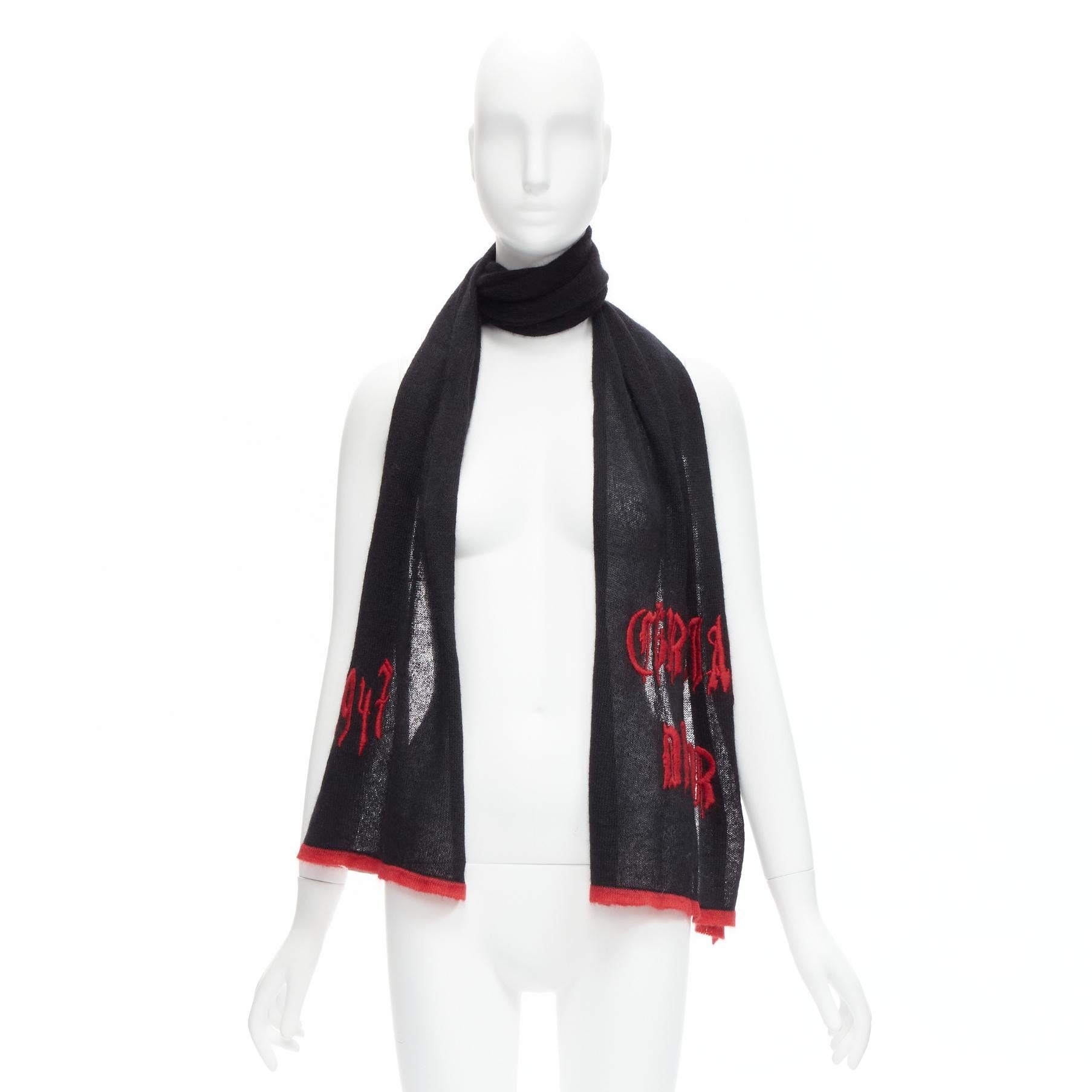 CHRISTIAN DIOR John Galliano Vintage  gothic 1947 punk logo mohair blend scarf For Sale 5