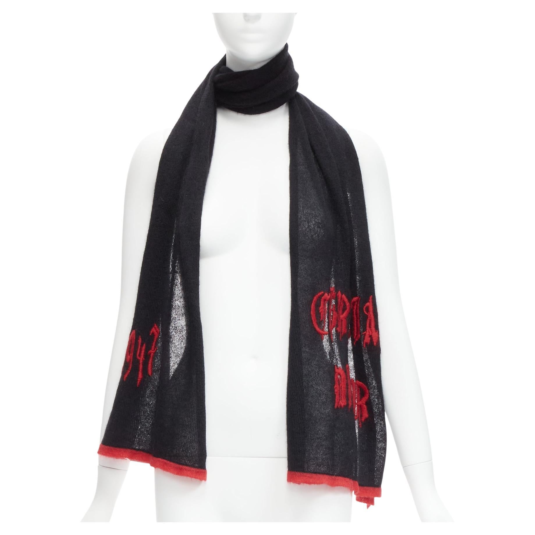 CHRISTIAN DIOR John Galliano Vintage  gothic 1947 punk logo mohair blend scarf For Sale