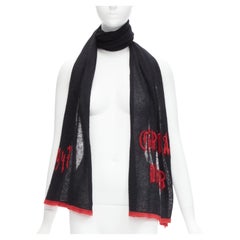 CHRISTIAN DIOR John Galliano Vintage  gothic 1947 punk logo mohair blend scarf