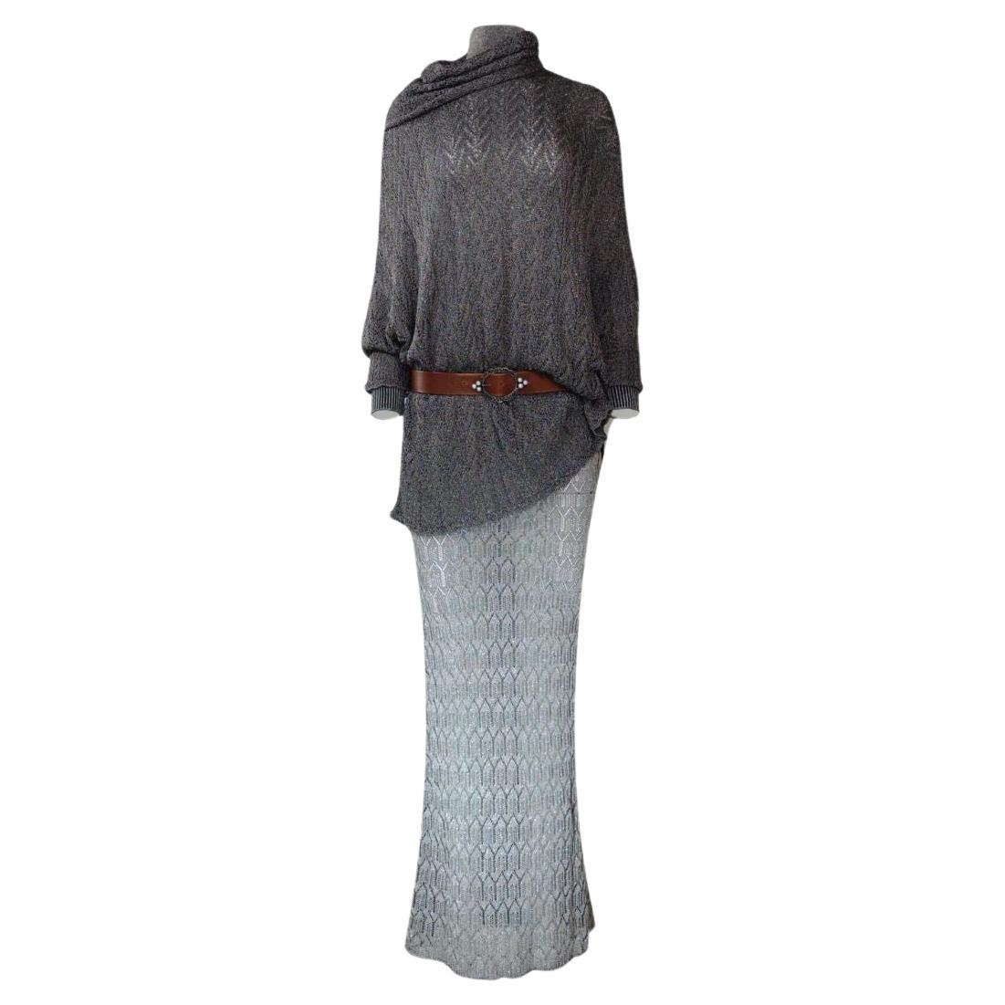 Christian Dior John Galliano Vintage Gray Maxi Dress  Fall/Winter 1998 Size S For Sale