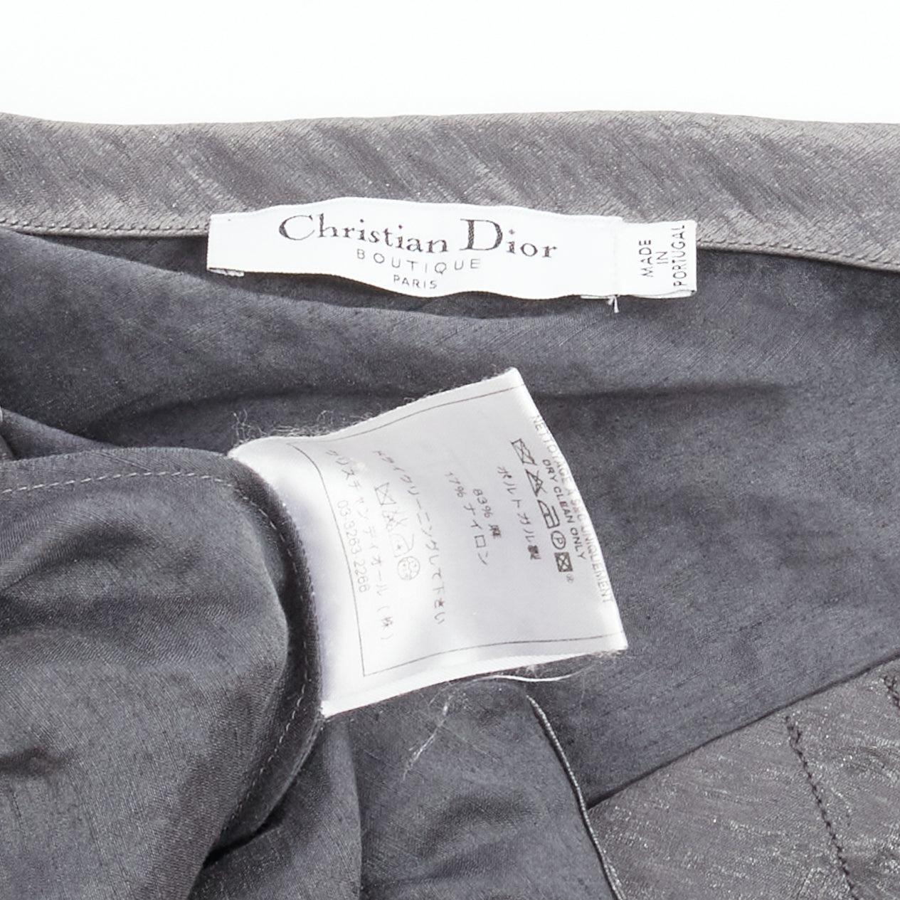 CHRISTIAN DIOR John Galliano Vintage grey linen blend bias cowl neck top FR38 M For Sale 4